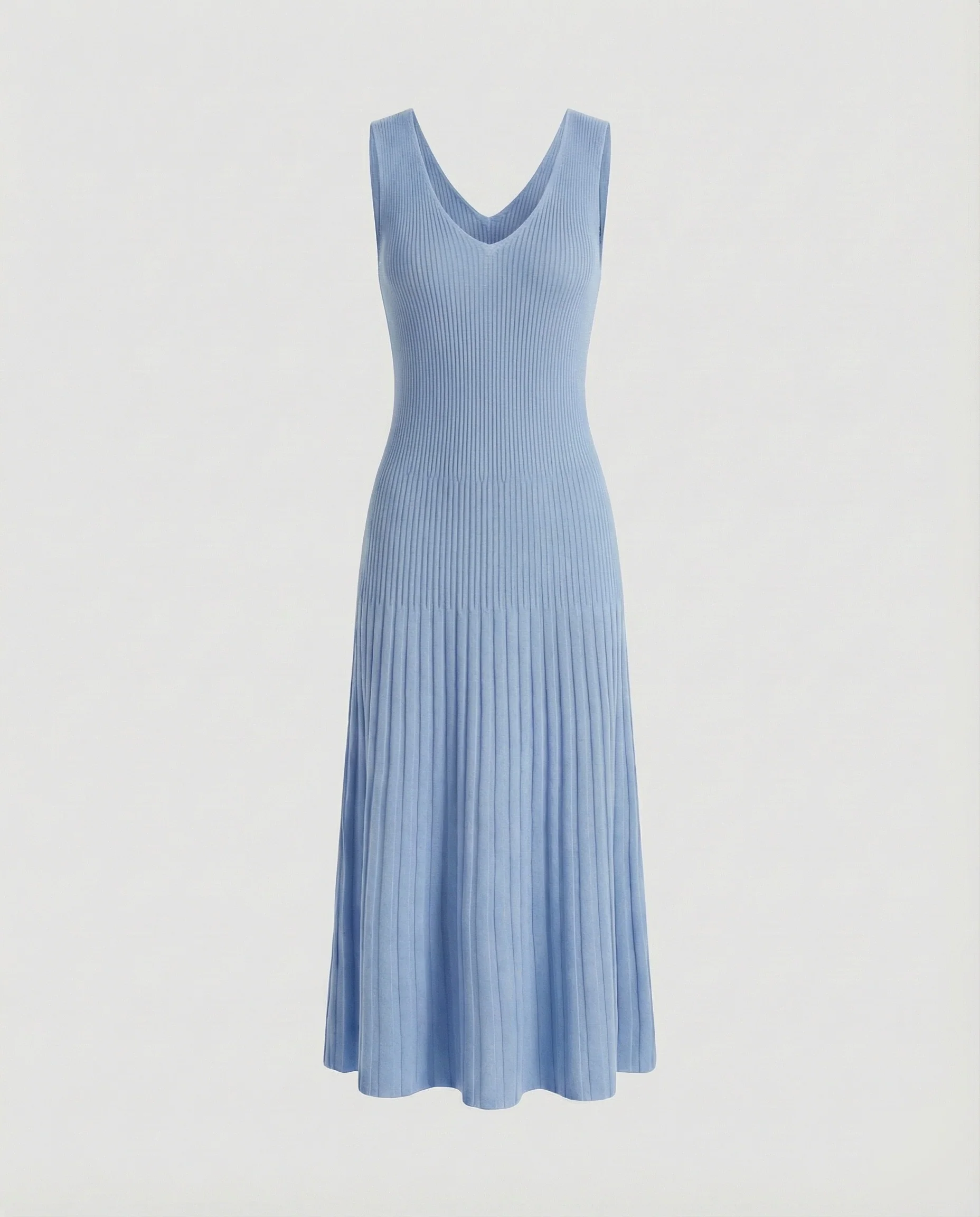 Damen Langes Glockensaum Rippstrick Strickkleid - Image 9