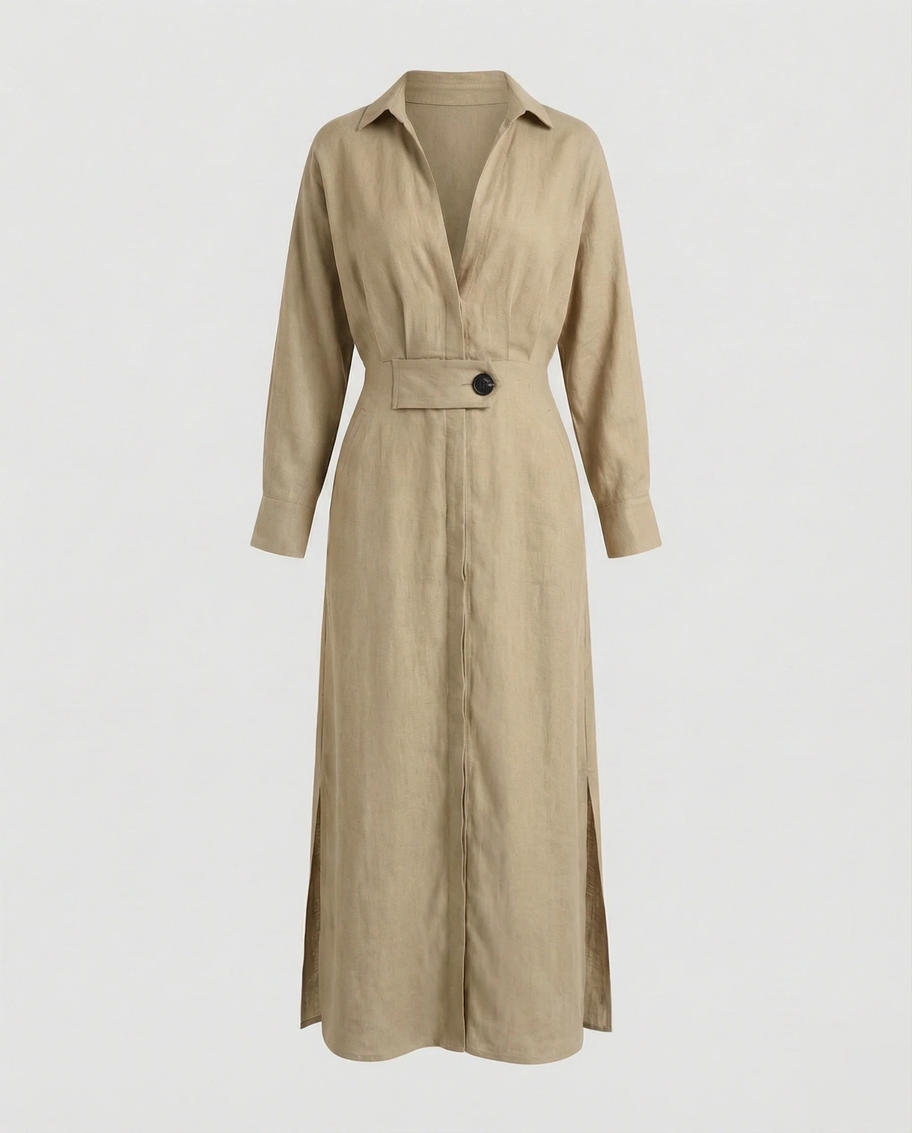 Damen Lässige Leinenoptik Leinenoptik Hemdkleid - Image 7