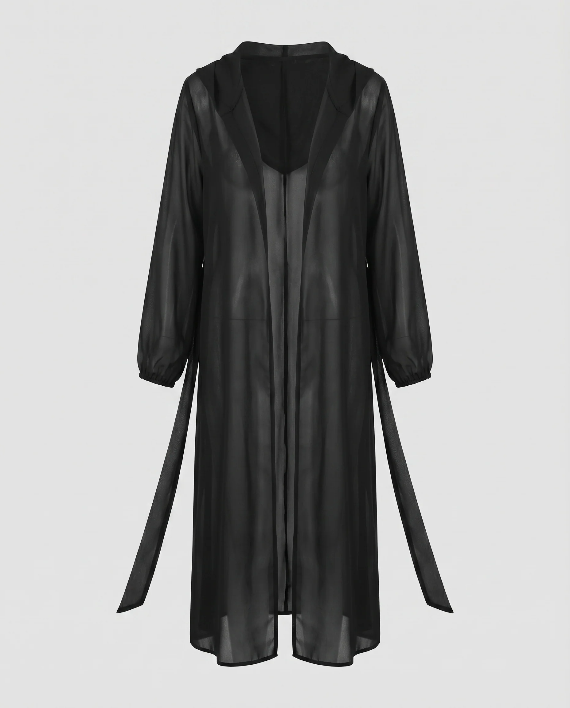 Damen Chiffon-Duster Ballonärmel Bindegürtel - Image 5