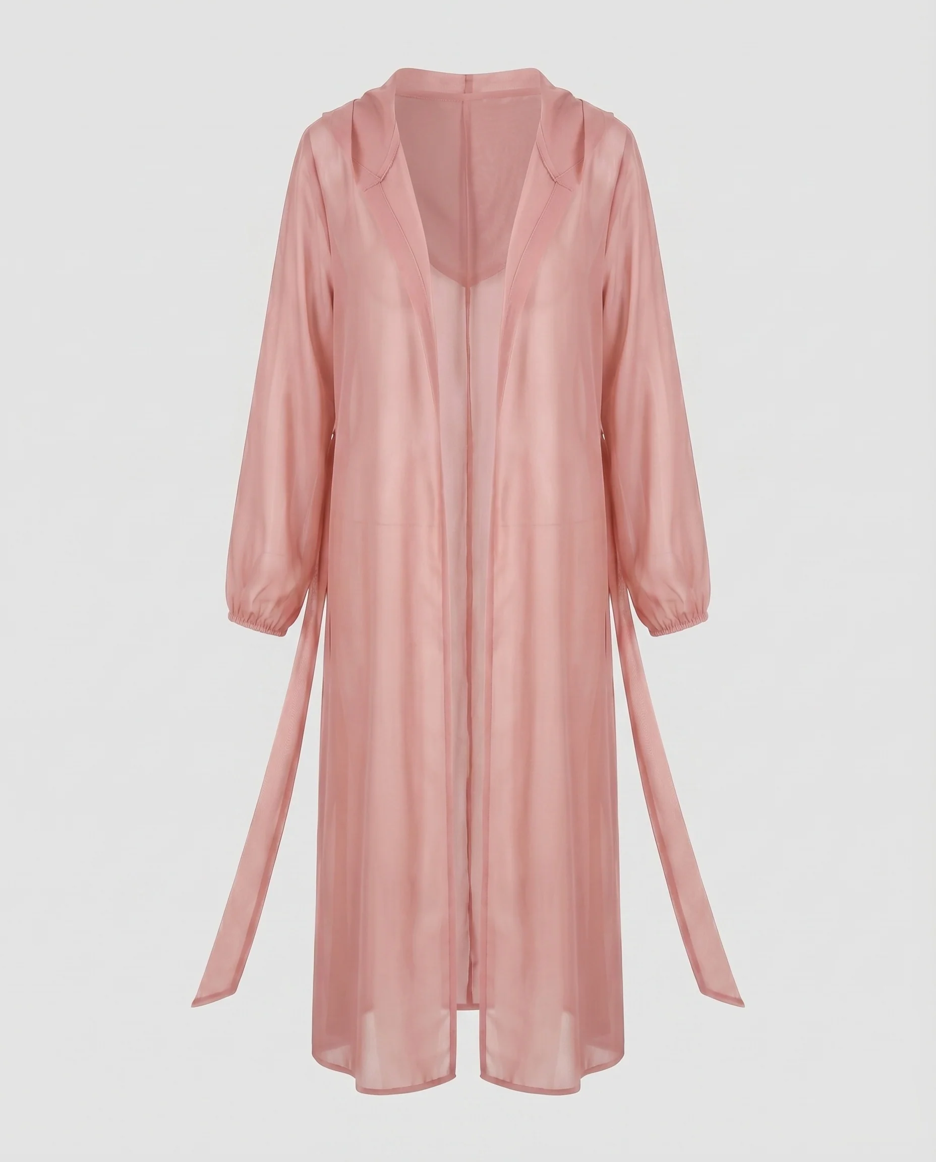 Damen Chiffon-Duster Ballonärmel Bindegürtel - Image 9