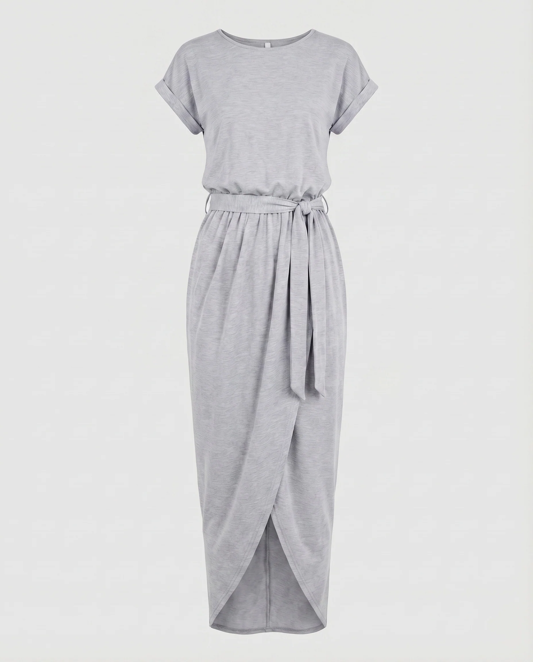 Damen Midikleid T-Shirt-Oberteil Tulpen-Wickelrock Bindegürtel - Image 10