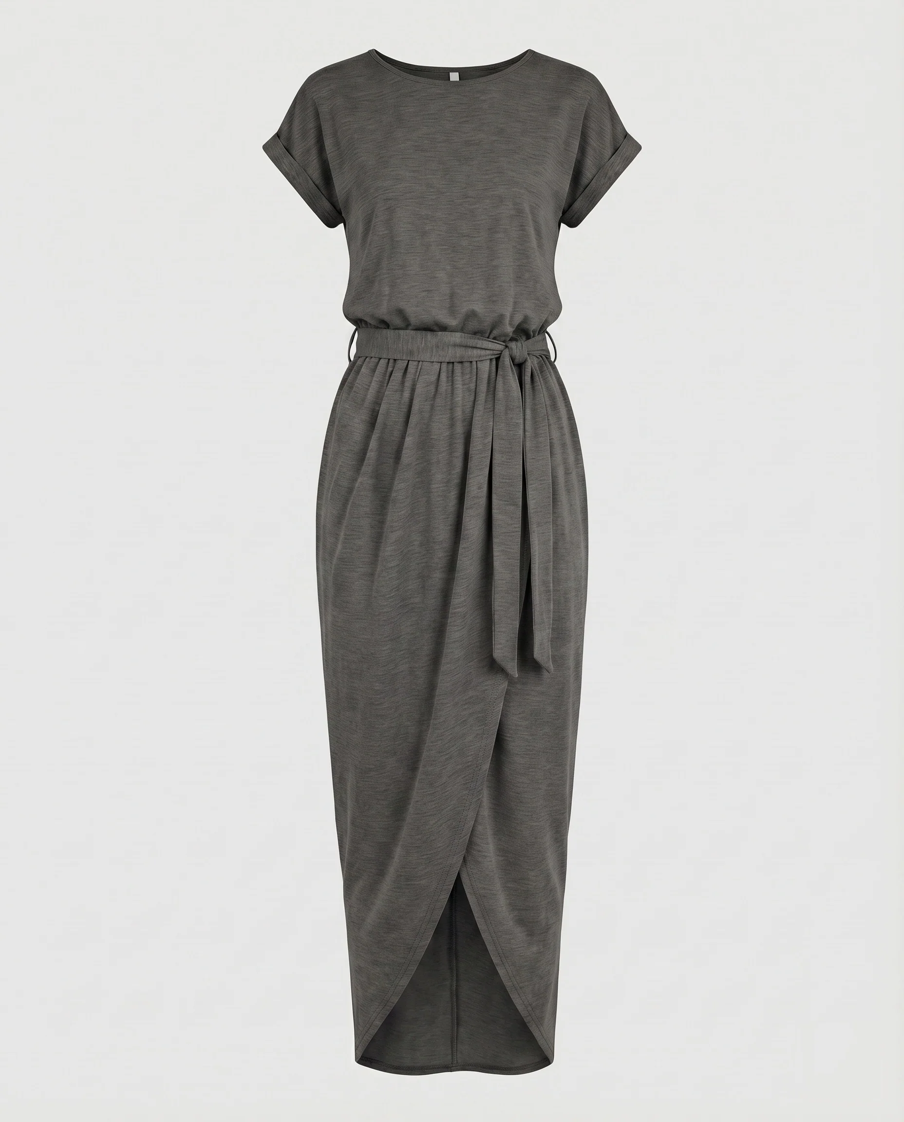 Damen Midikleid T-Shirt-Oberteil Tulpen-Wickelrock Bindegürtel - Image 11