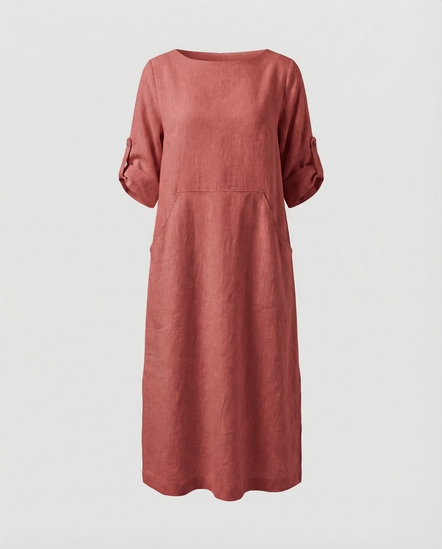 Damen Leinenmix-Midikleid Krempelärmel - Image 10
