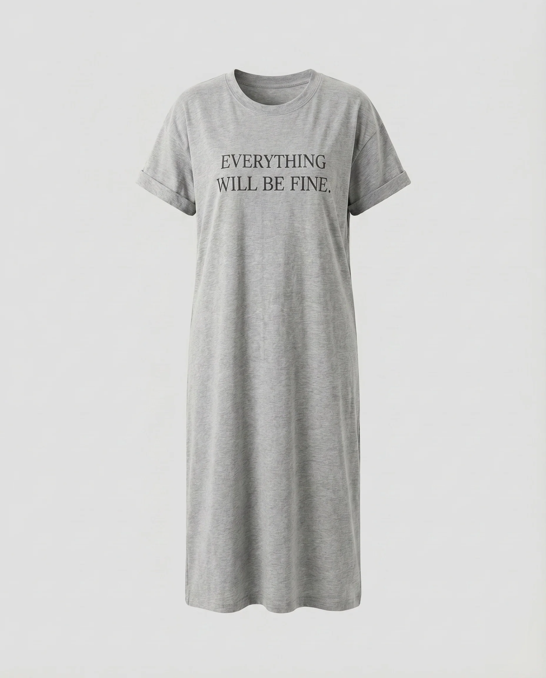 Damen Oversize-Slogan-T-Shirtkleid Rollärmel Maxi-Silhouette - Image 6