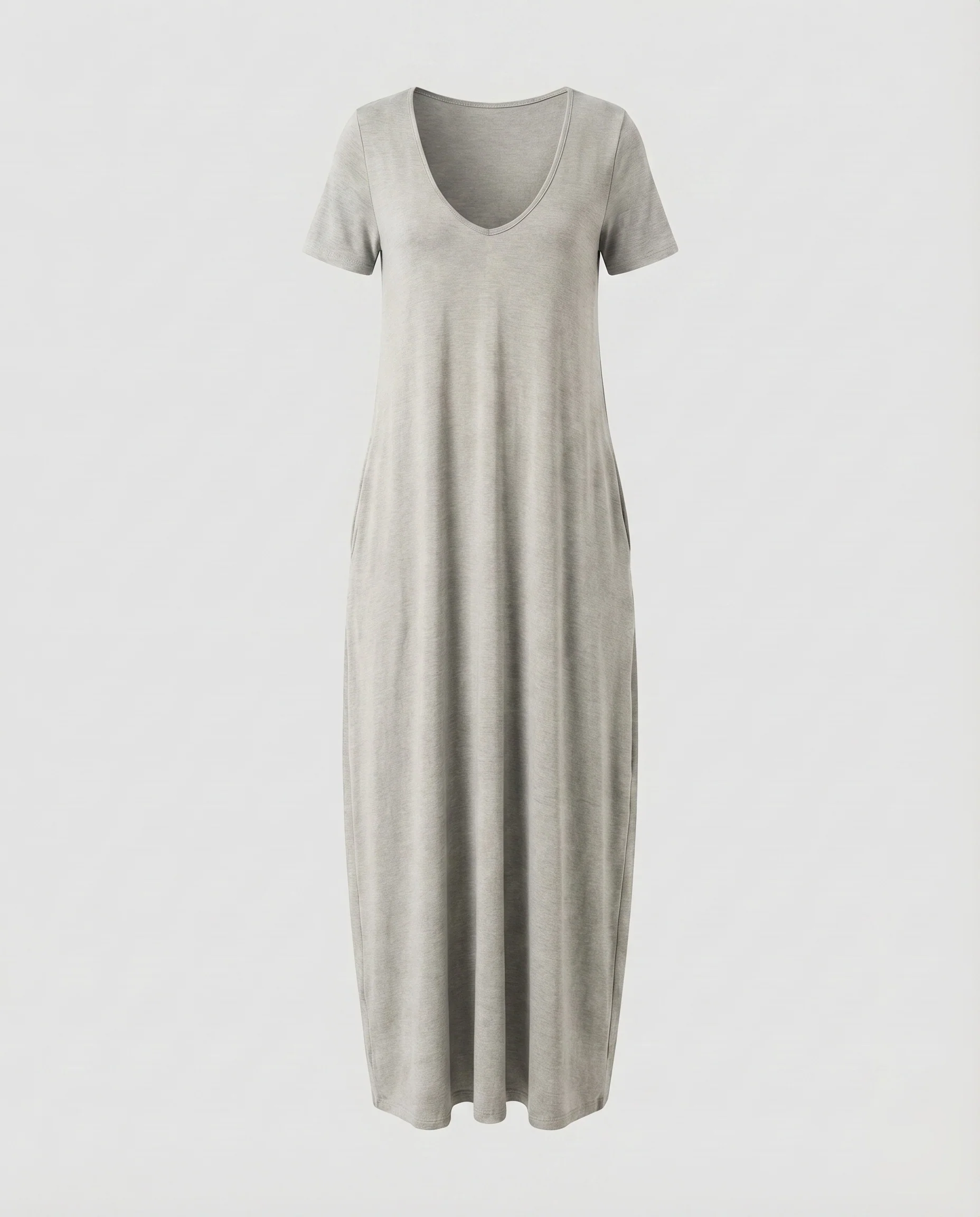 Damen Reise-Maxikleid V-Ausschnitt Seitentaschen Kurzarm - Image 6