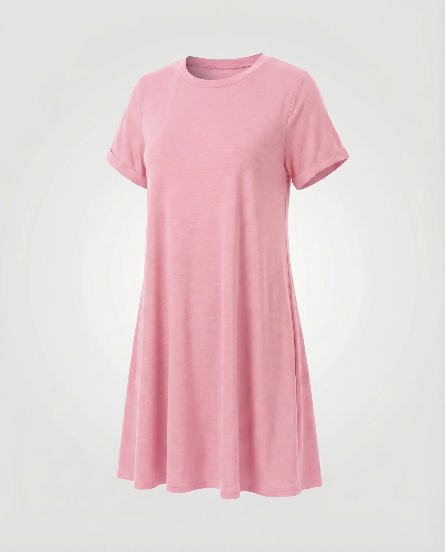 Damen T-Shirt-Swingkleid Rollärmel Schwingender Saum Baumwoll-Mix - Image 10