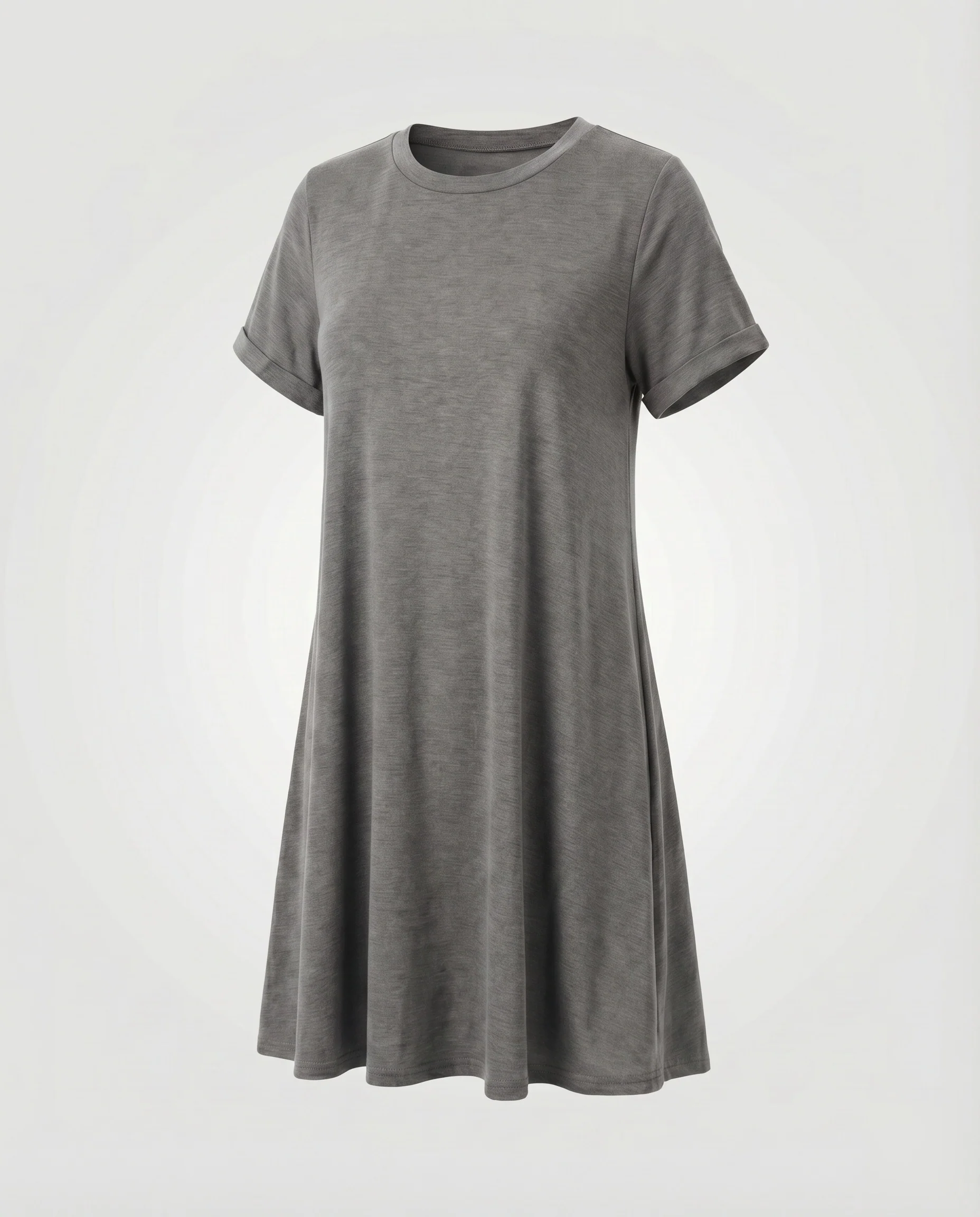 Damen T-Shirt-Swingkleid Rollärmel Schwingender Saum Baumwoll-Mix - Image 8