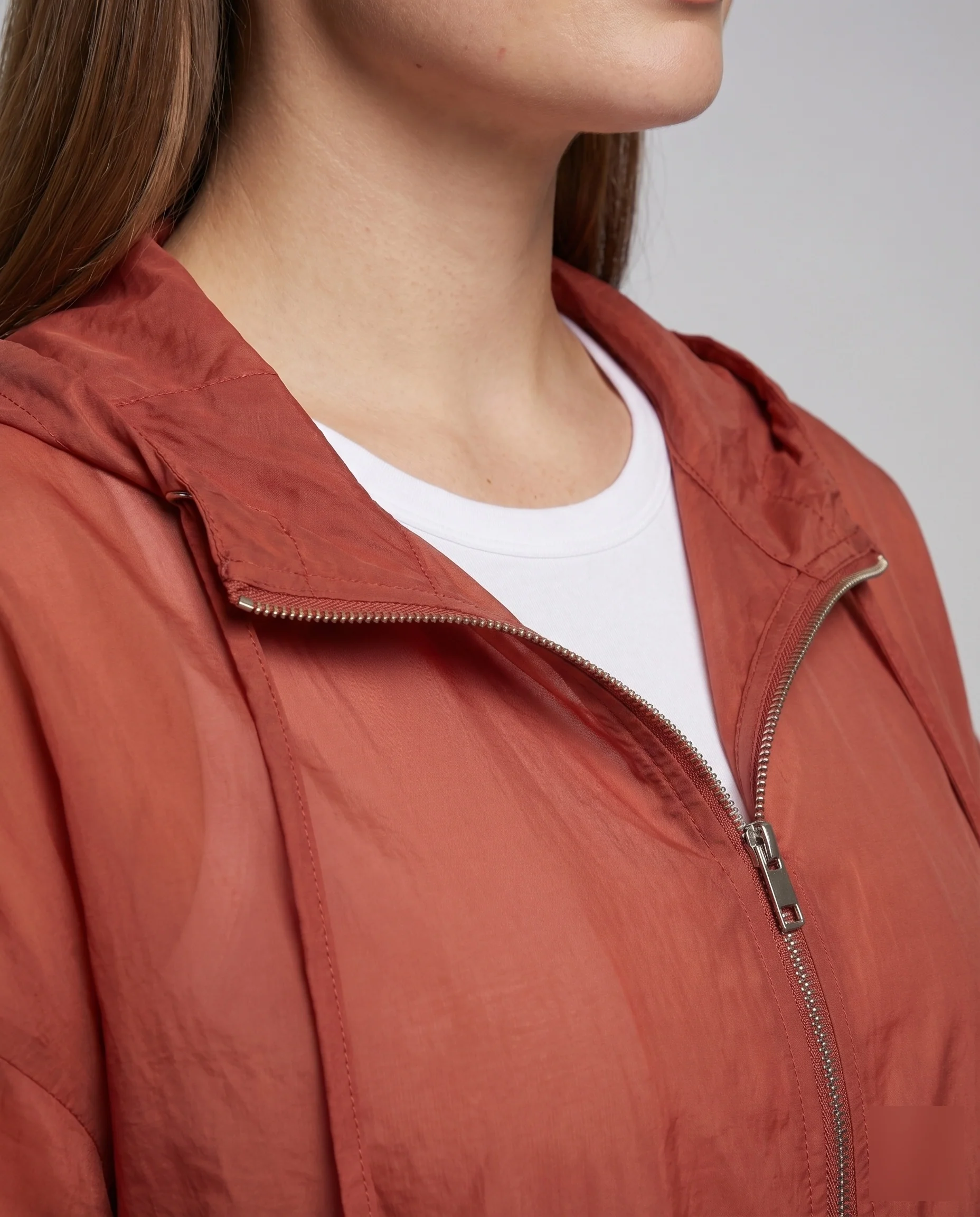 Damen Kapuzenjacke Reißverschluss Elastischer Saum Oversize - Image 3