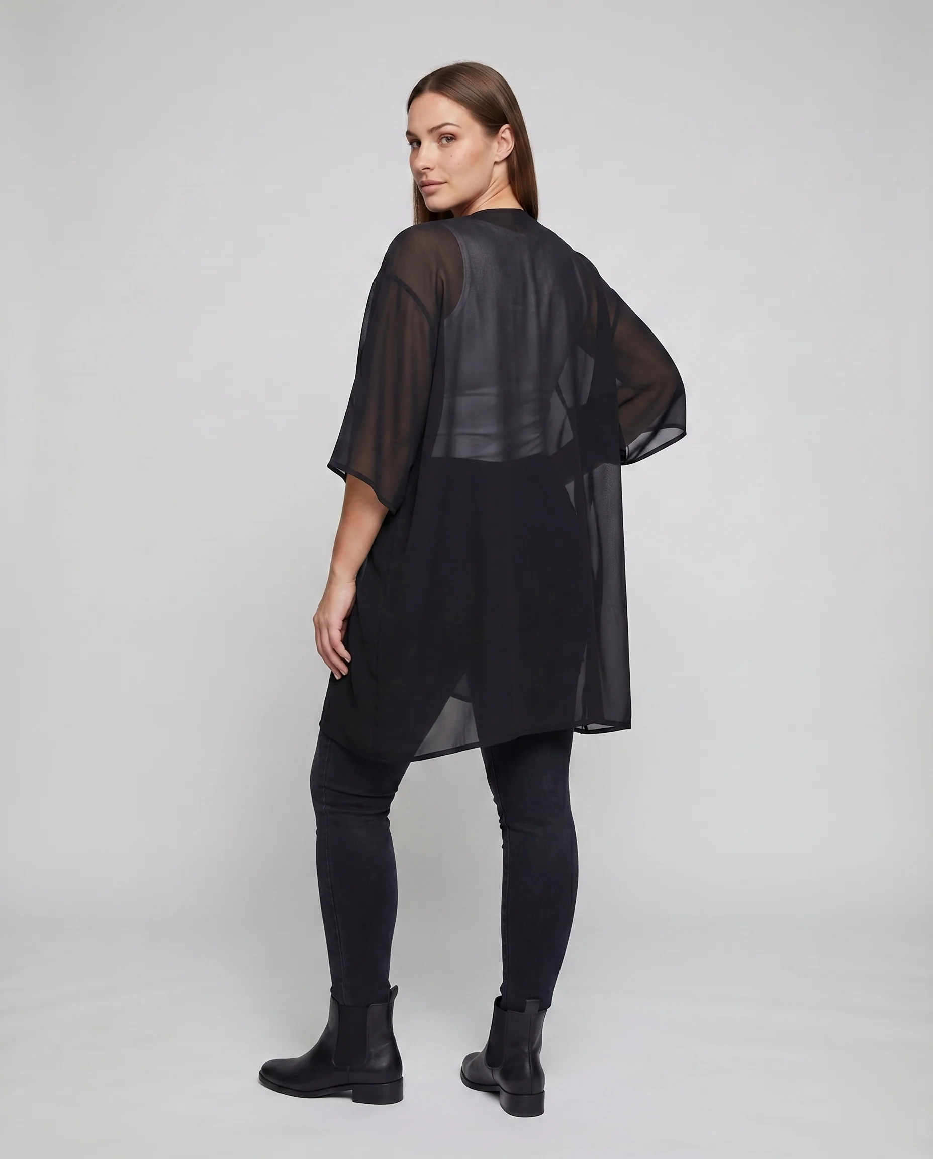 Damen Strandüberwurf Chiffon Weit 1/2-Arm - Image 4