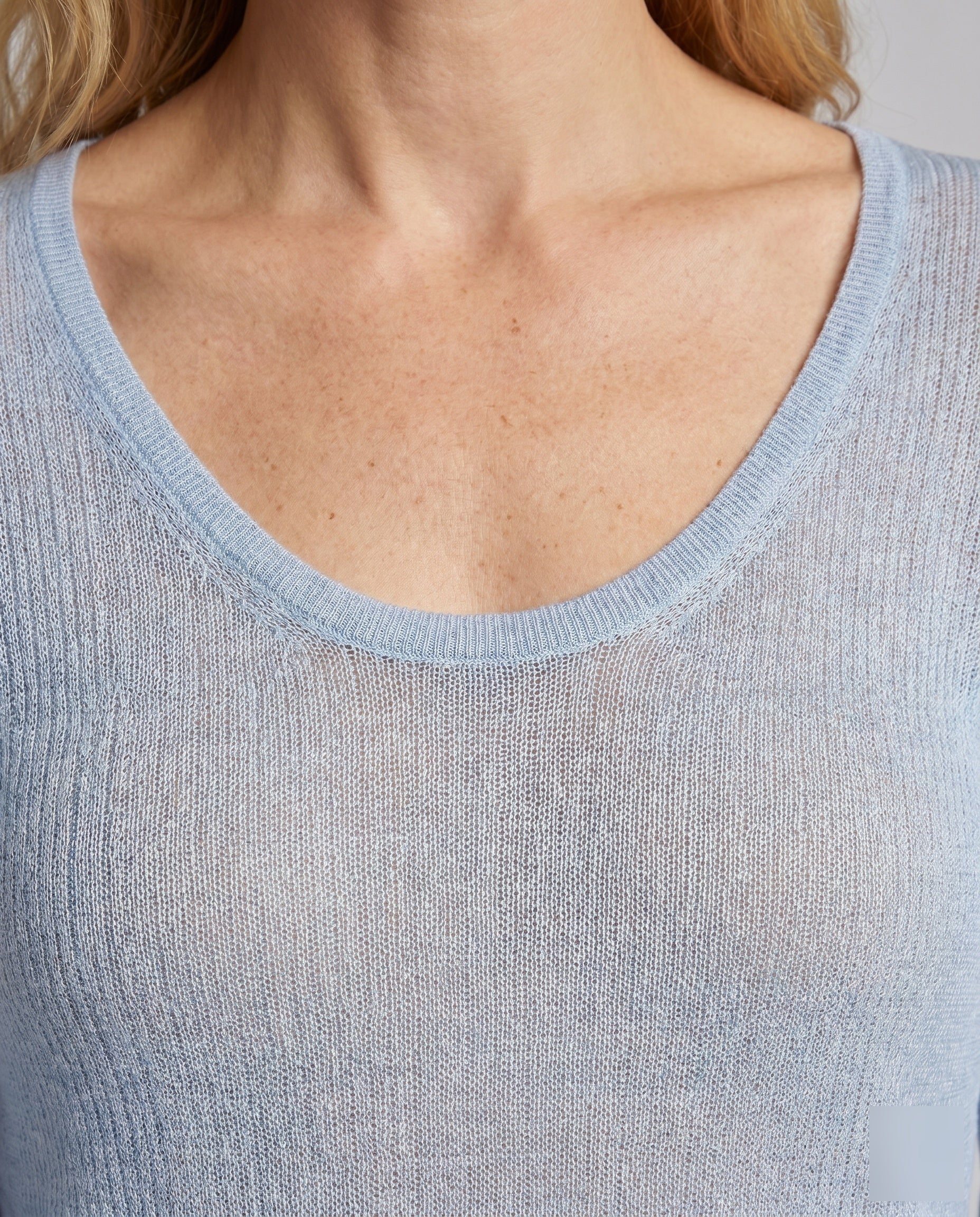 Damen nan leichter transparenter Feinstrickpullover mit weitem Rundhalsausschnitt und weit geschnittener Silhouette - Image 3