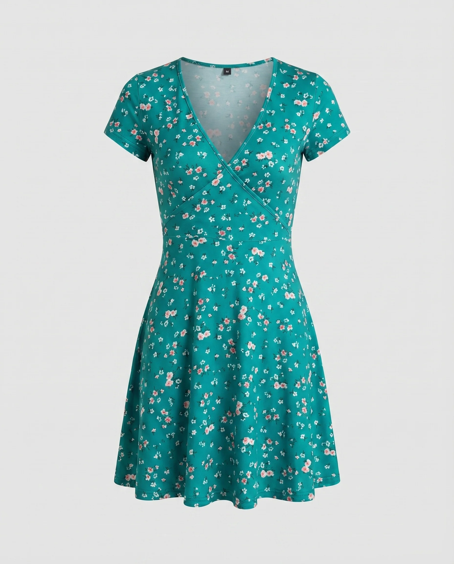 Damen Blüten-Freizeitkleid Cross-Over-Stil Skaterrock Tailliert - Image 11