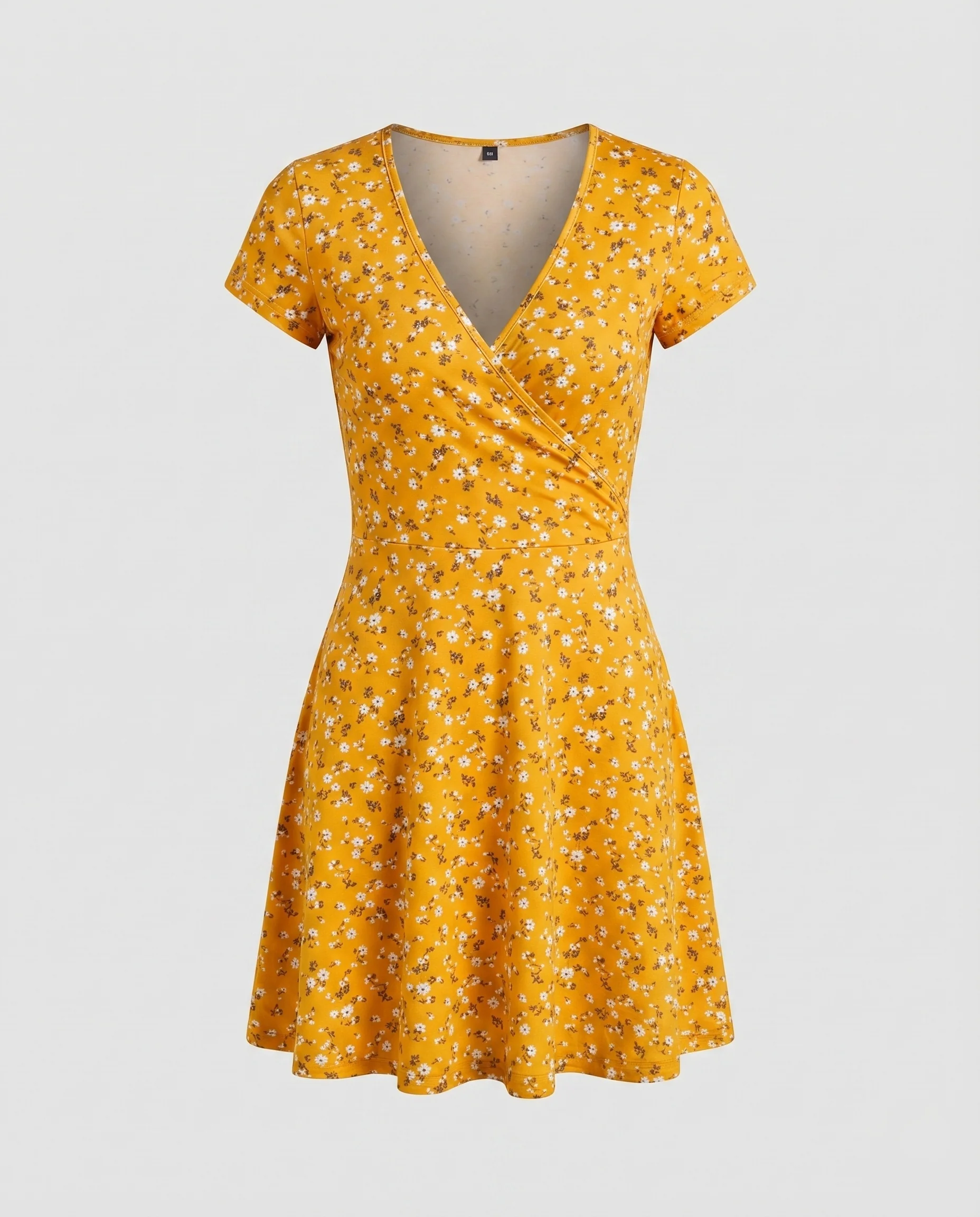 Damen Blüten-Freizeitkleid Cross-Over-Stil Skaterrock Tailliert - Image 9