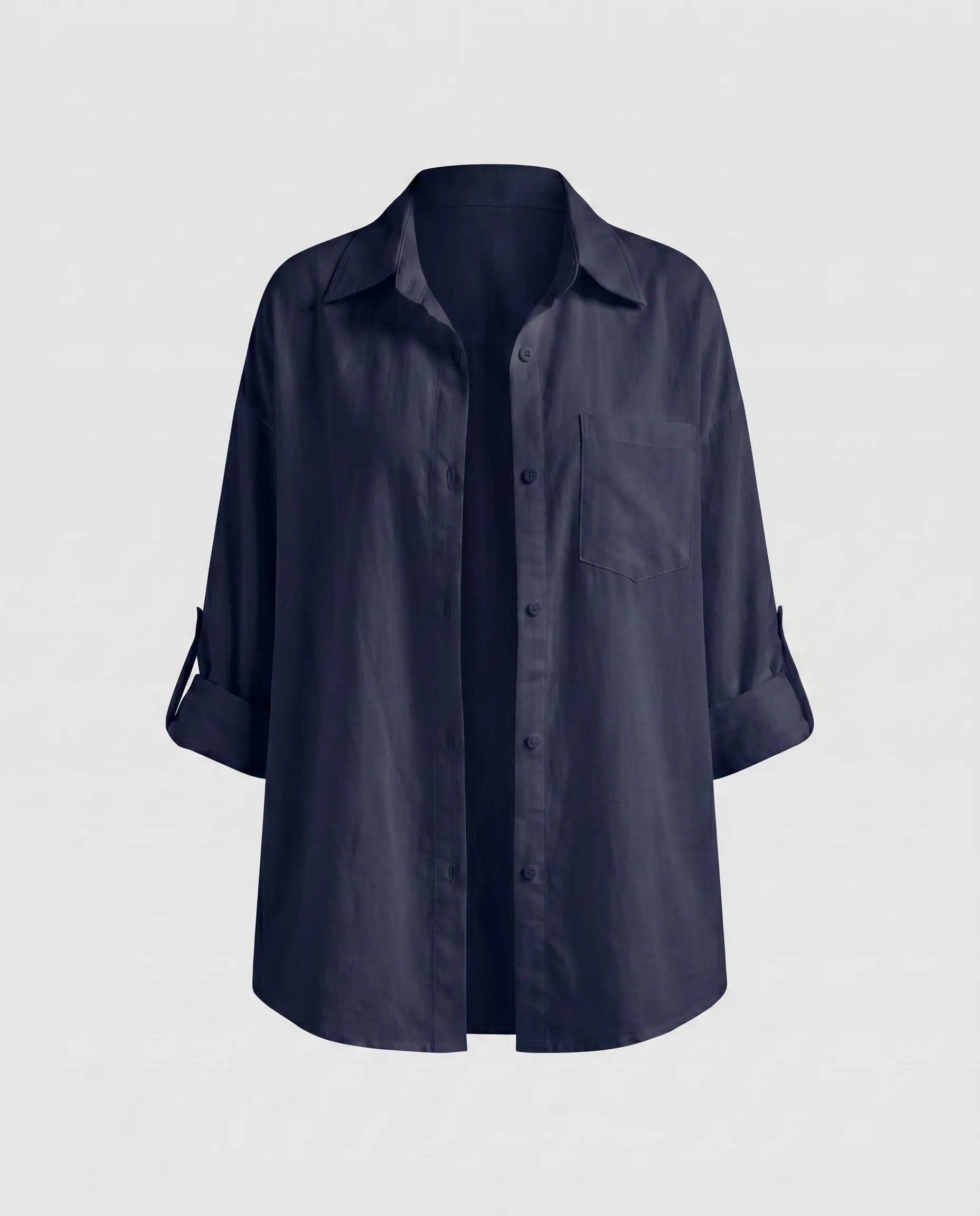 Damen nan locker-elegantes Baumwoll-Lounge-Set mit weitem Hemd, geripptem Croptop und hochgeschnittener Tunnelzughose - Image 6