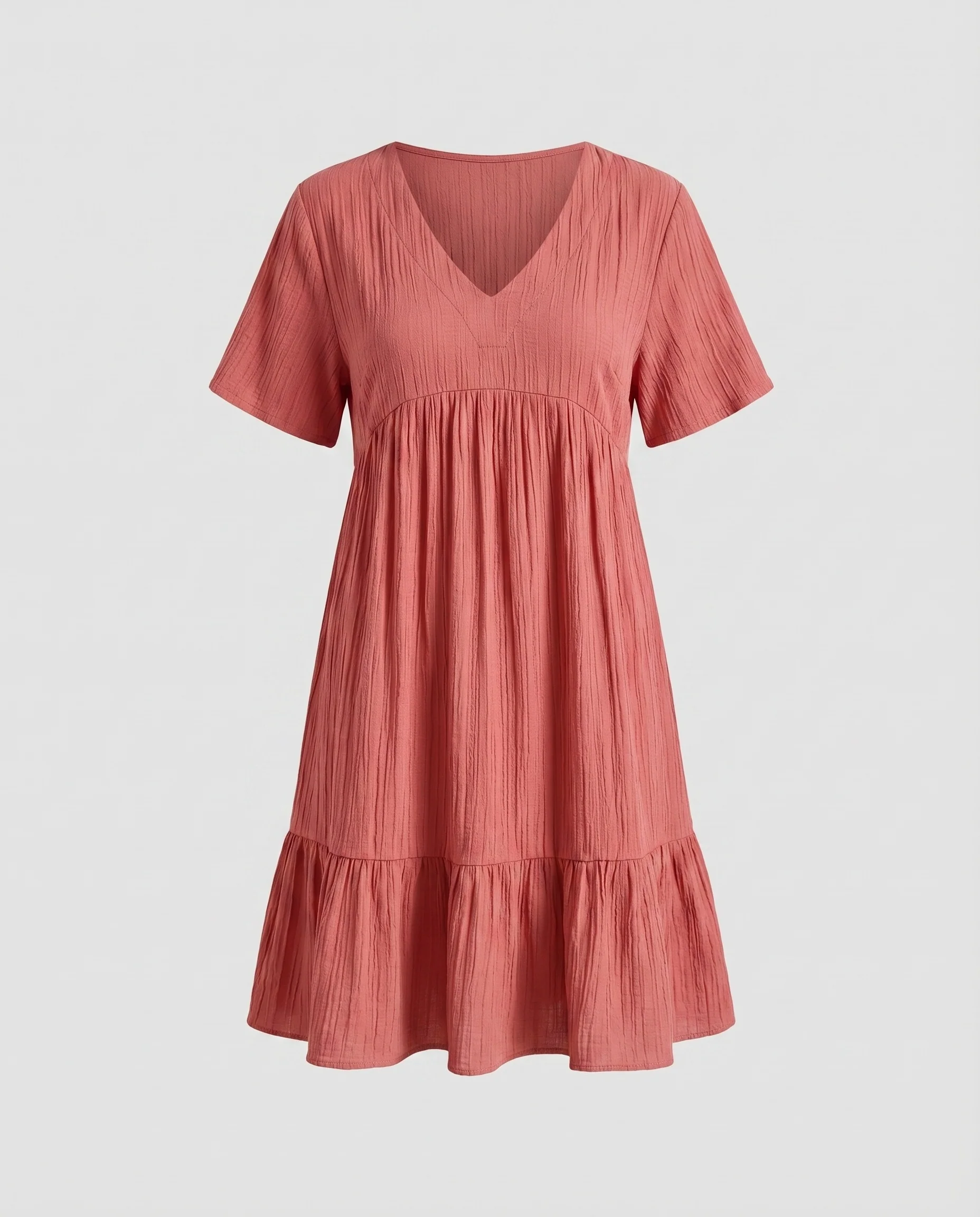 Damen Kurzkleid V-Ausschnitt Crinkle-Struktur Locker fallend - Image 5