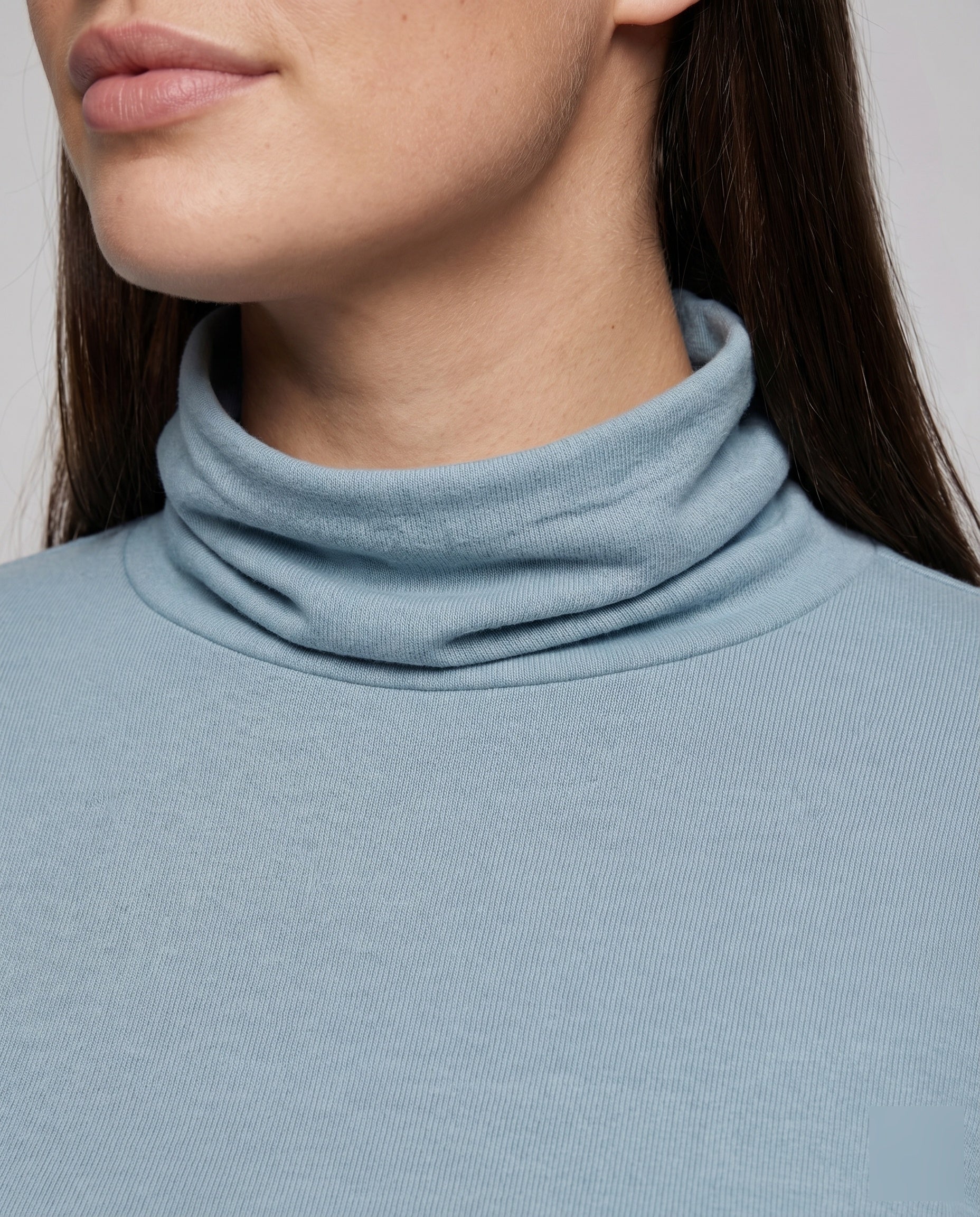 Damen Rollkragen-Feinstrickshirt Überschnittene Schulter Verlängerter Saum - Image 3