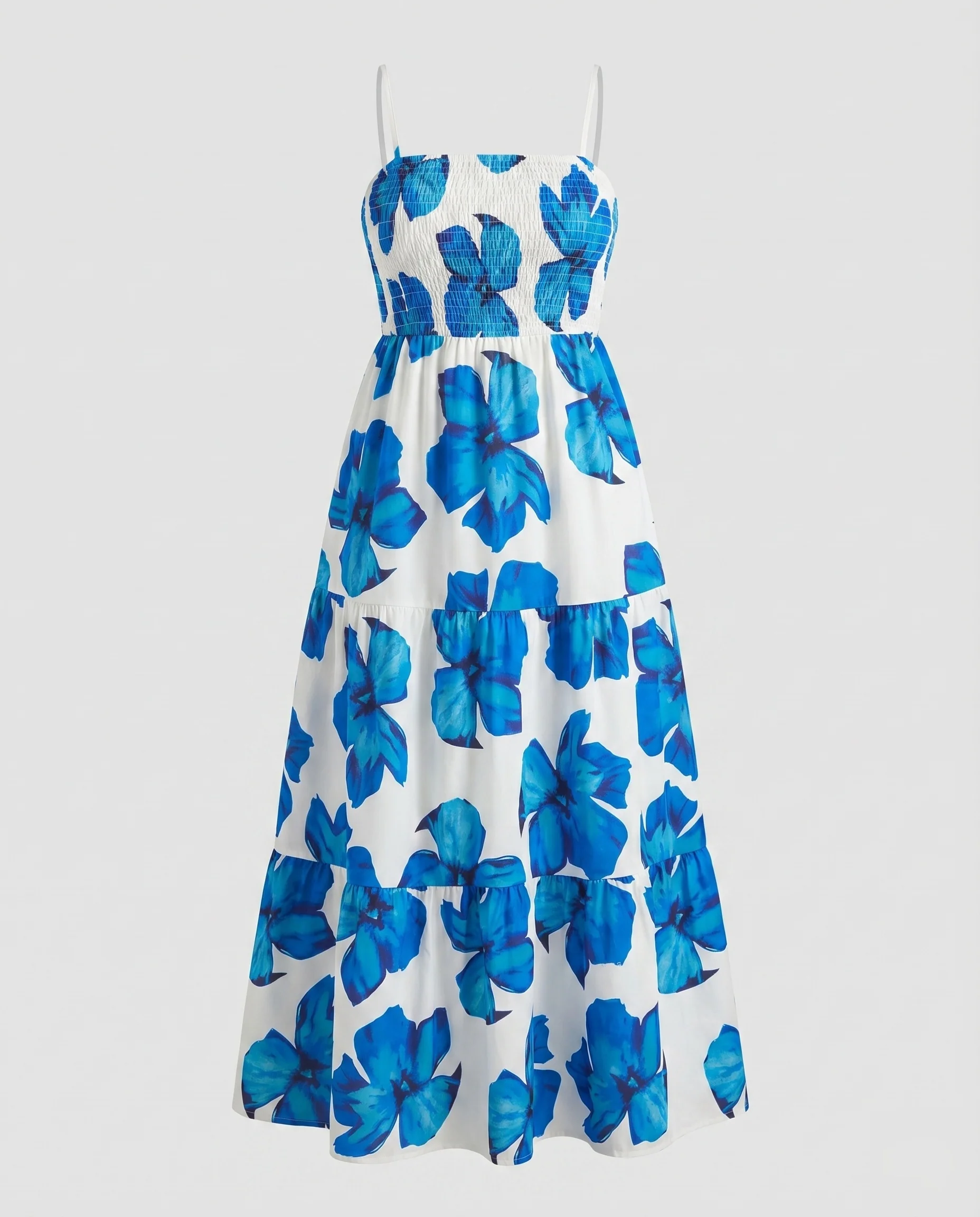 Damen Maxikleid Smokbustier Stufenvolantrock Spaghettiträger - Image 5
