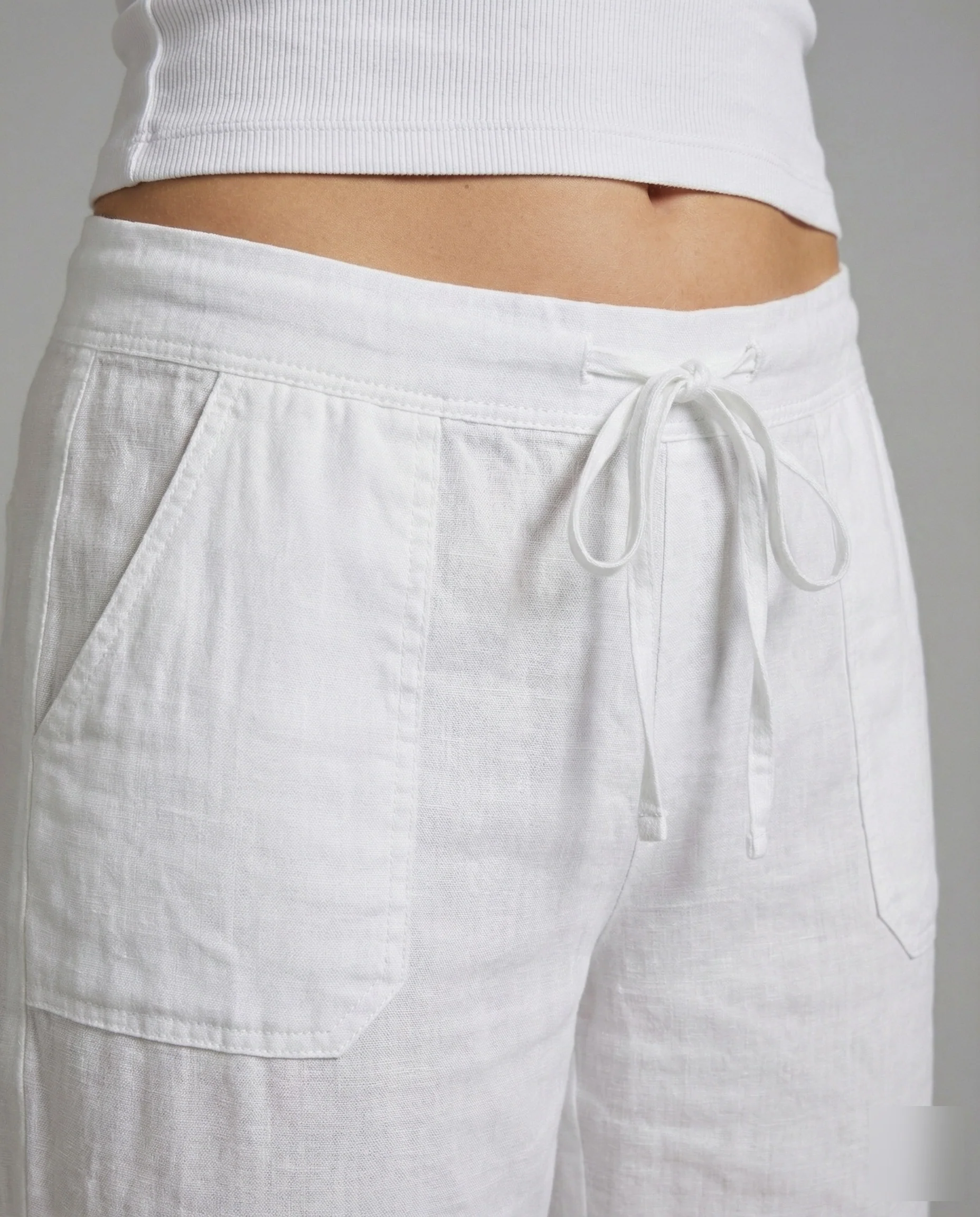 Damen luftige Leinenhose mit aufgesetzten Taschen - Image 3