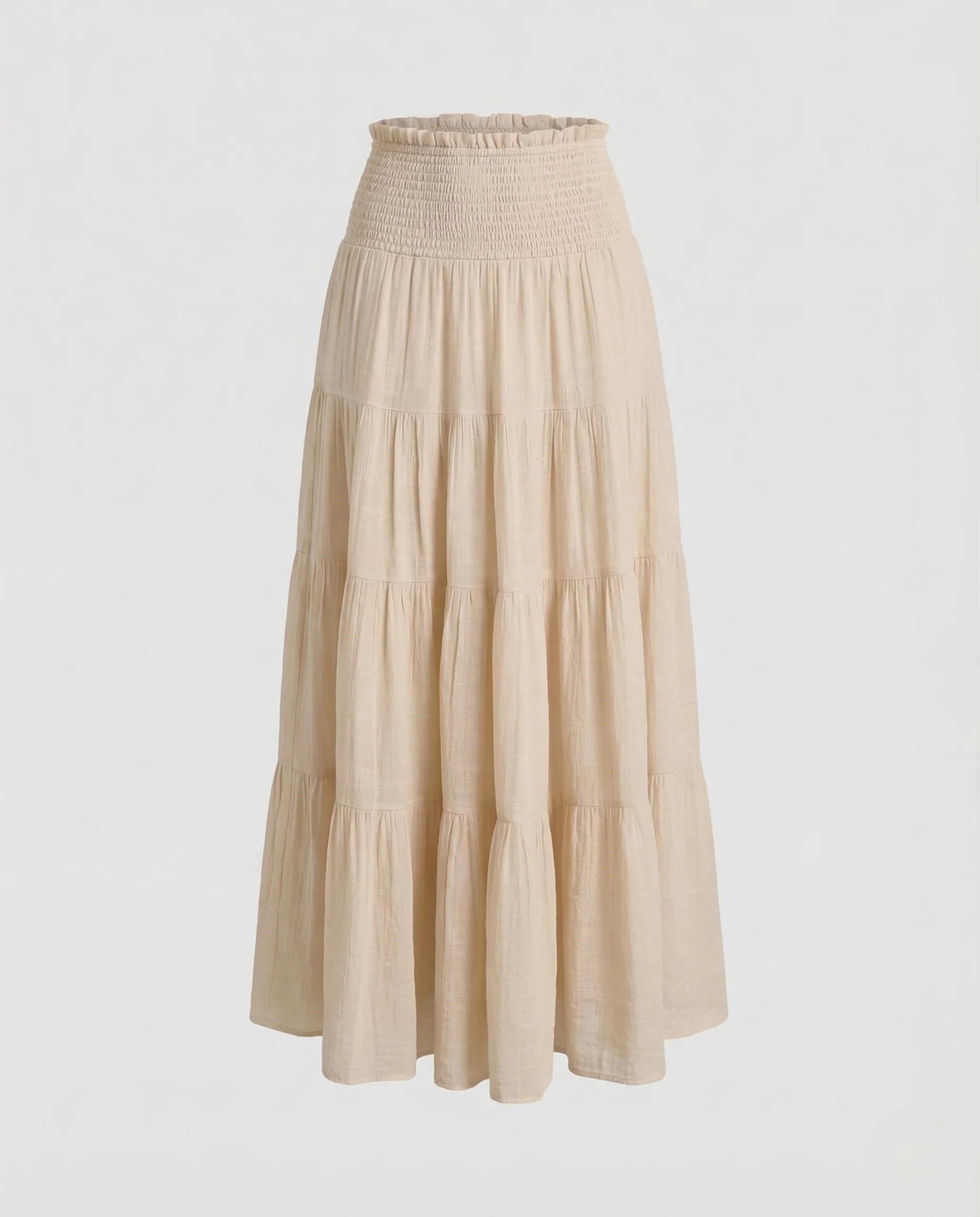 Damen Maxirock Crêpe Stufenvolant Elastischer Bund - Image 6