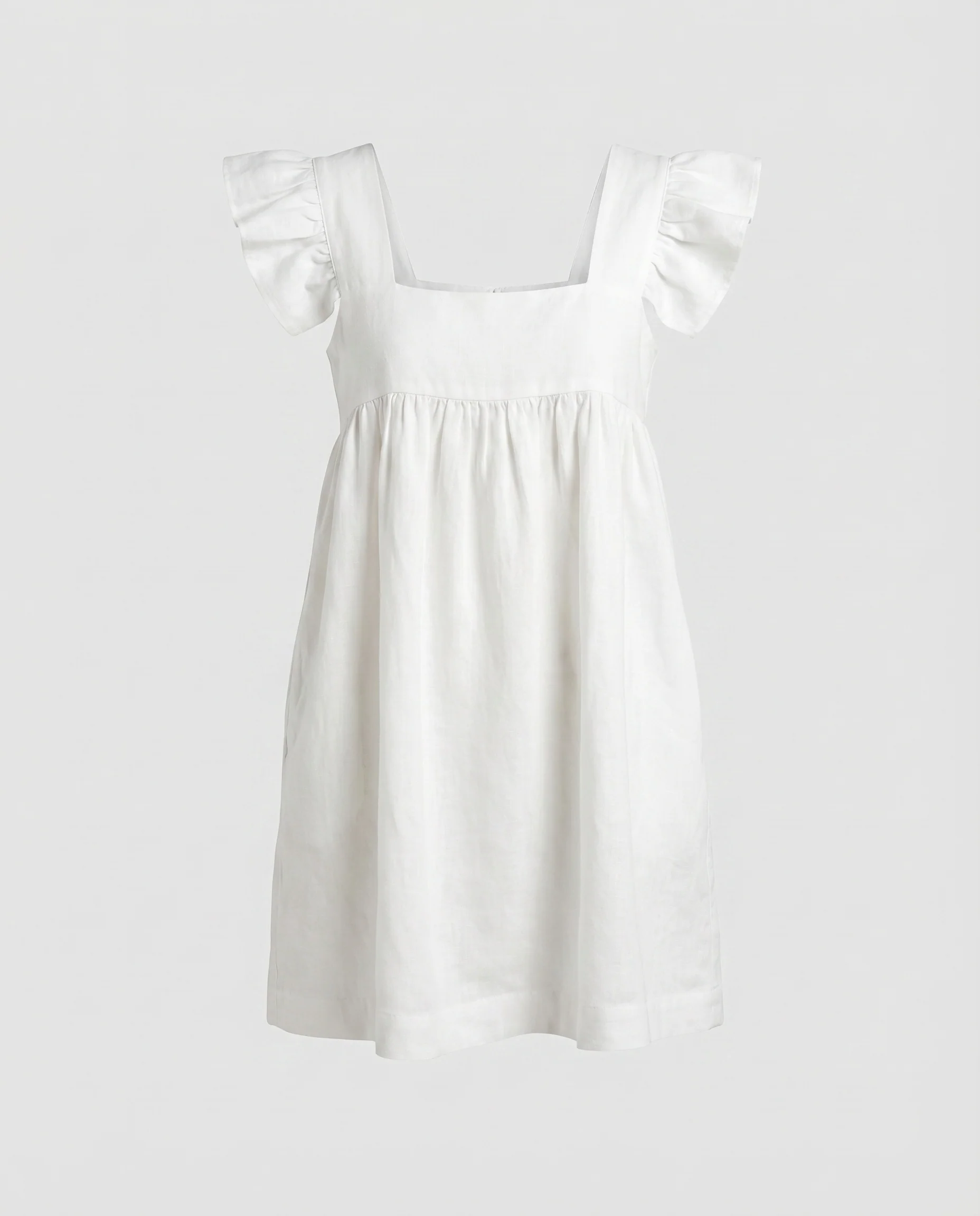Damen Babydoll-Kurzkleid Volant-Ärmel Seitentaschen Quadrat-Ausschnitt - Image 5
