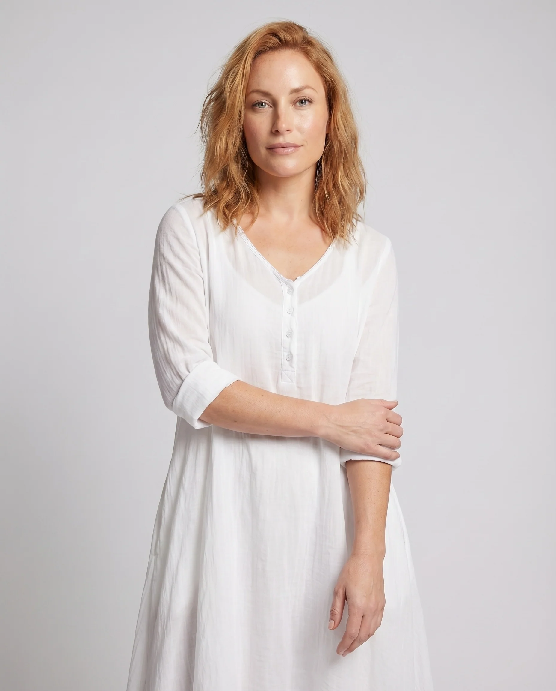 Damen Lagen-Maxikleid Asymmetrischer Saum 3/4-Arm A-Linie - Image 2
