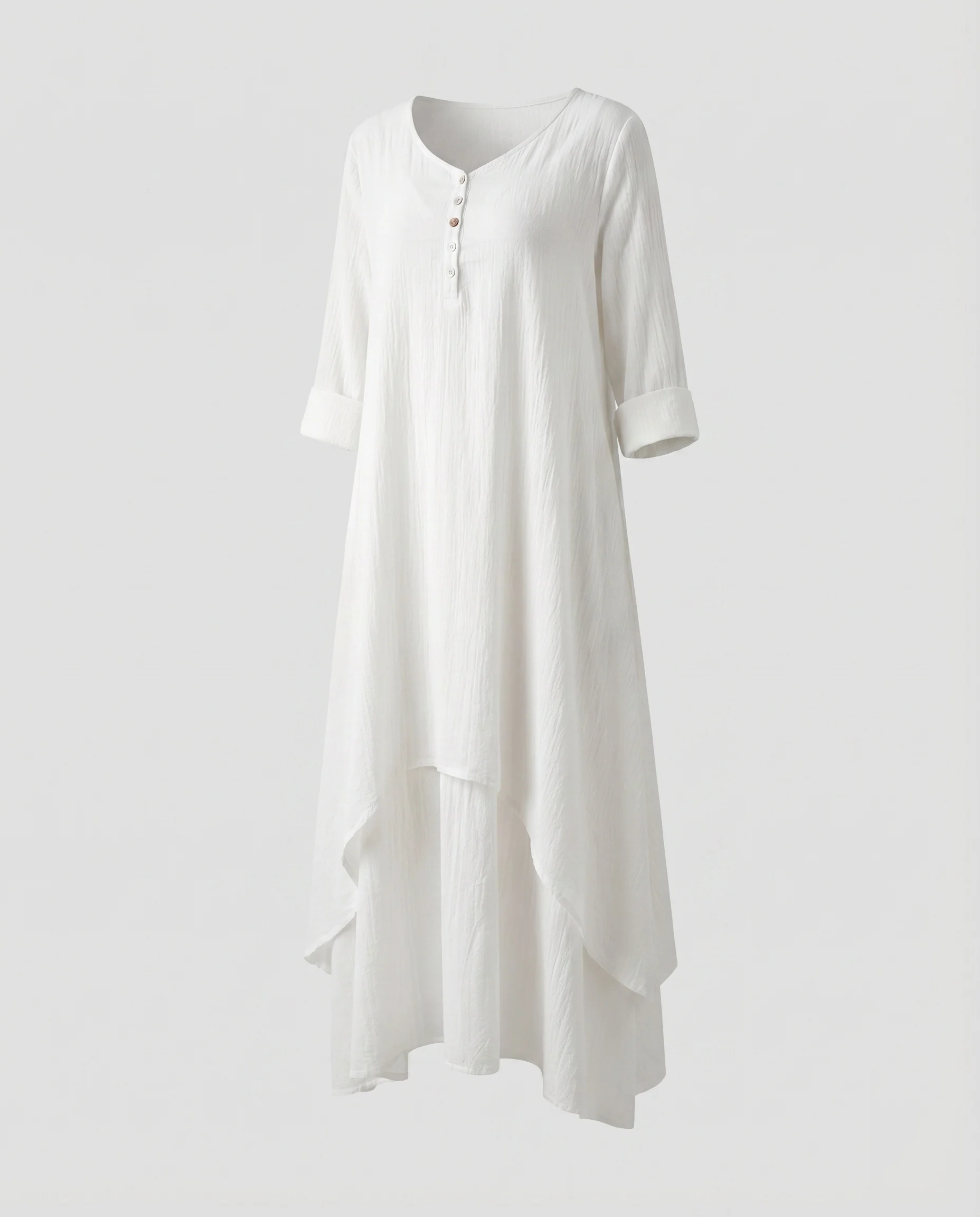 Damen Lagen-Maxikleid Asymmetrischer Saum 3/4-Arm A-Linie - Image 5