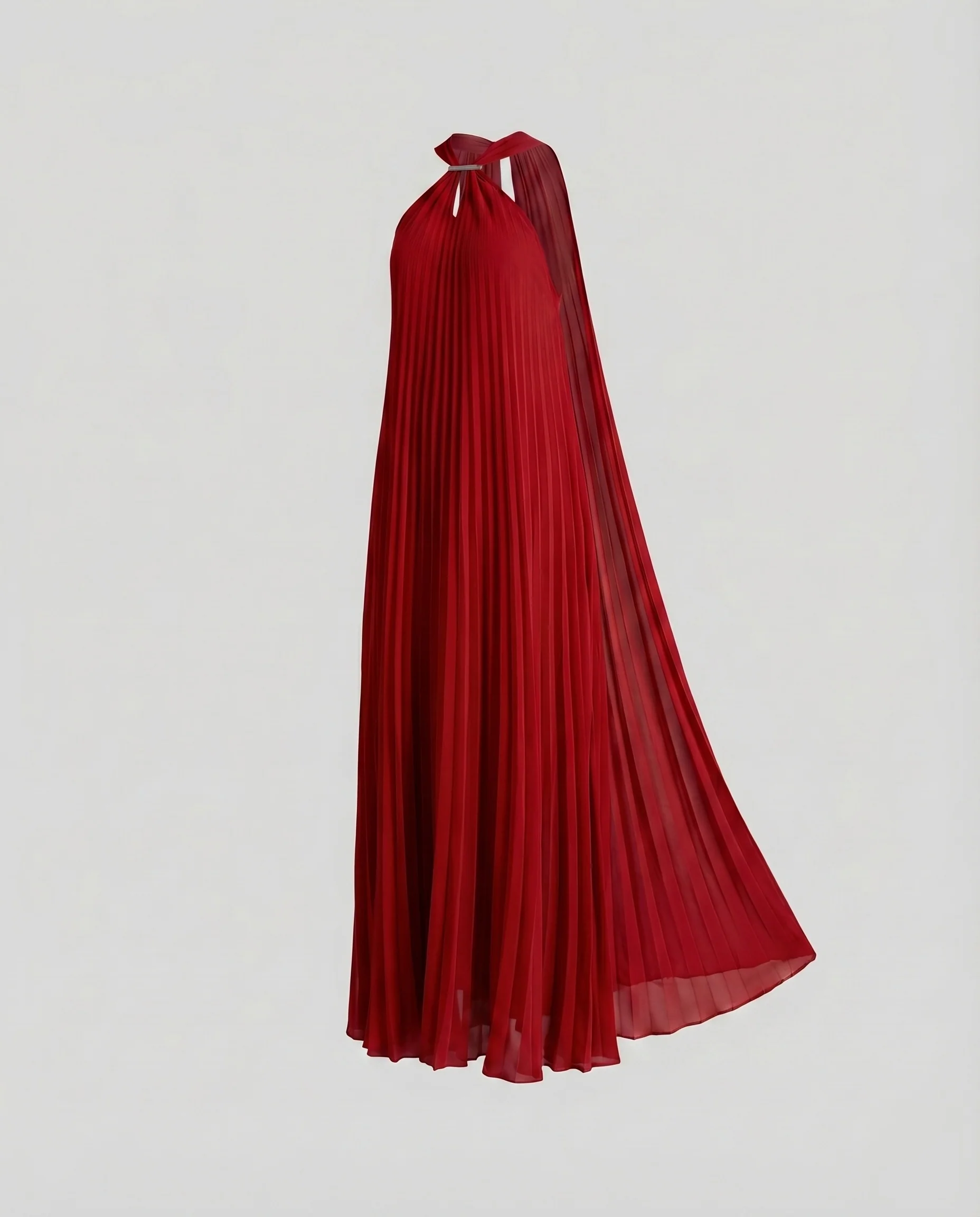 Damen Plissiertes Maxikleid Elegant Halterhals Luftig - Image 6
