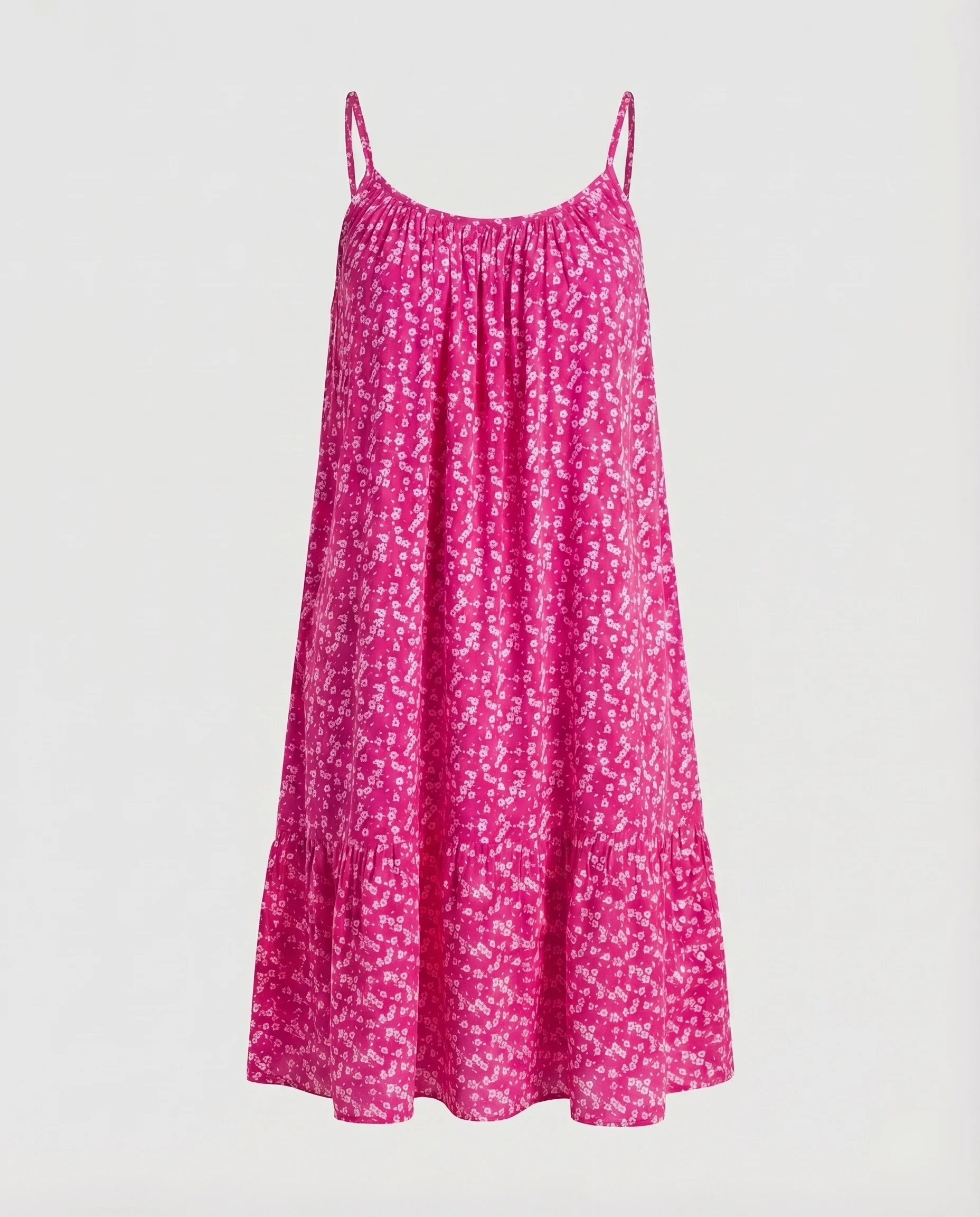 Damen Spaghettiträger-Swingkleid Geraffter Ausschnitt Seitlicher Schlitz - Image 10