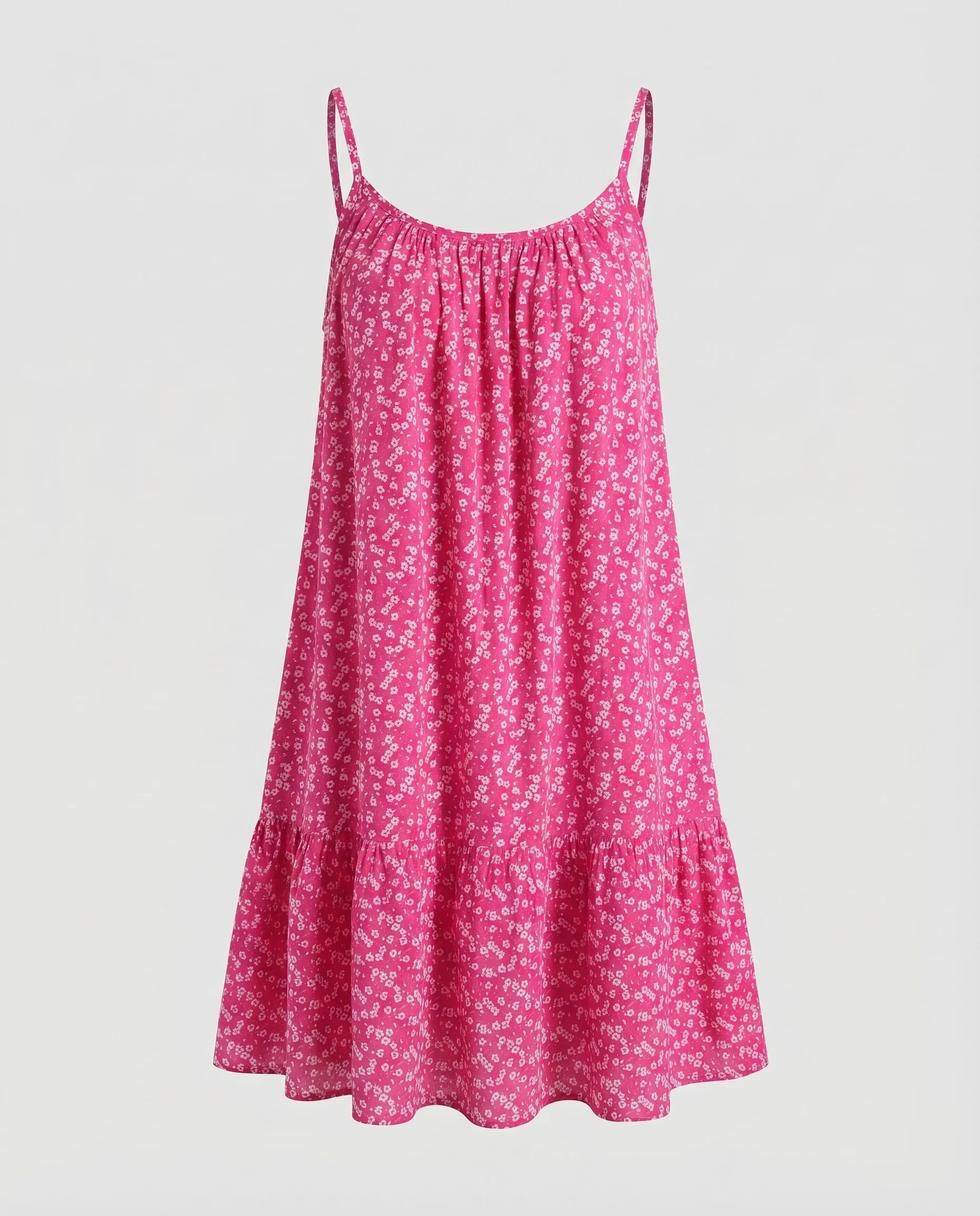 Damen Träger-Sommerkleid Geraffte Passe Volant-Saum Seitenschlitz - Image 5