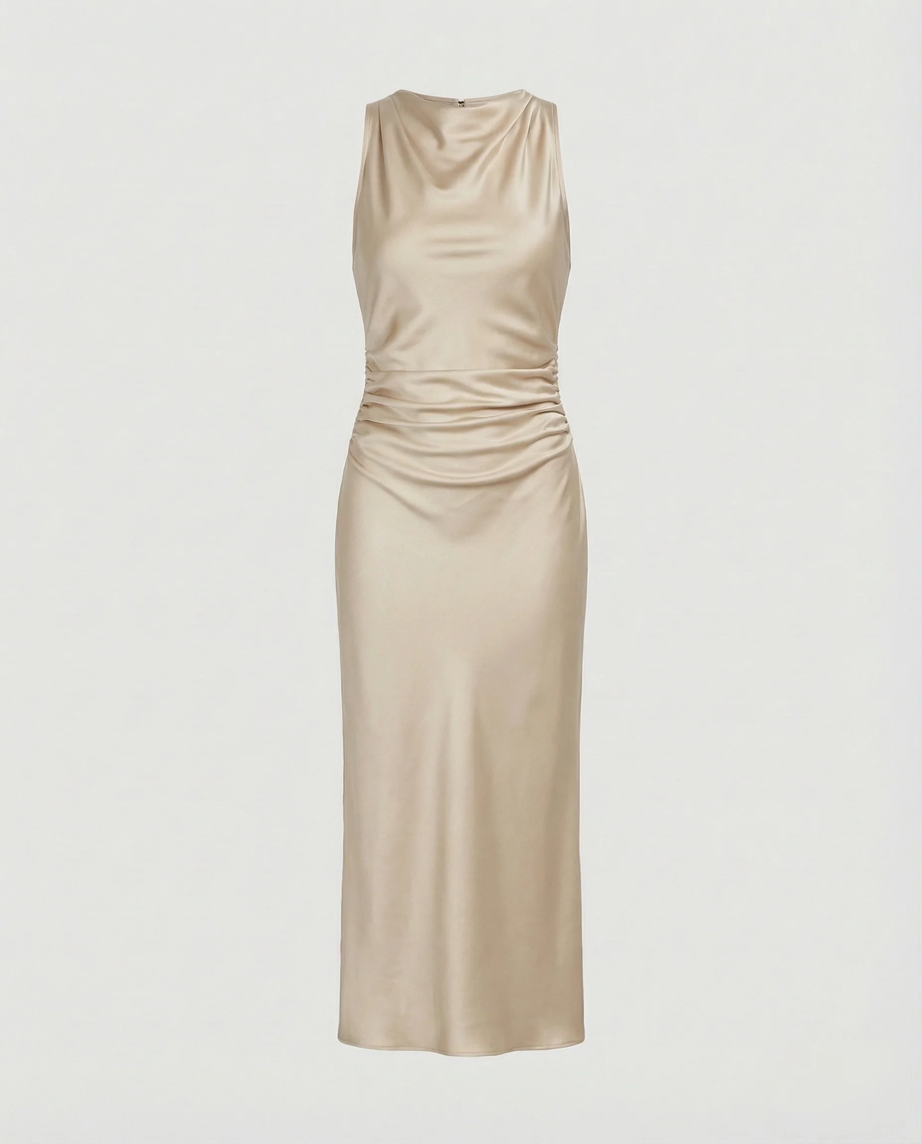 Damen nan Maxikleid in Satinoptik mit Wasserfallkragen, schmaler A-Linie und dezenter Taillendrapierung R&B - Image 6
