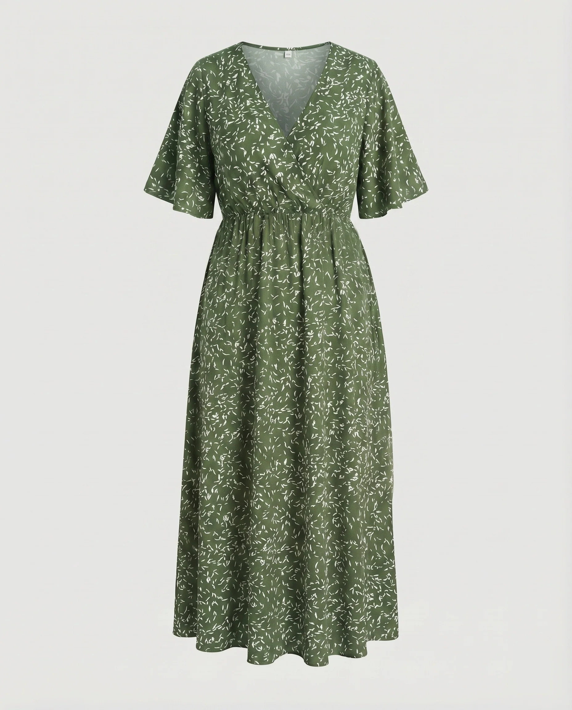 Damen Maxikleid Wickeloberteil Elastik-Taille Volantärmel - Image 7