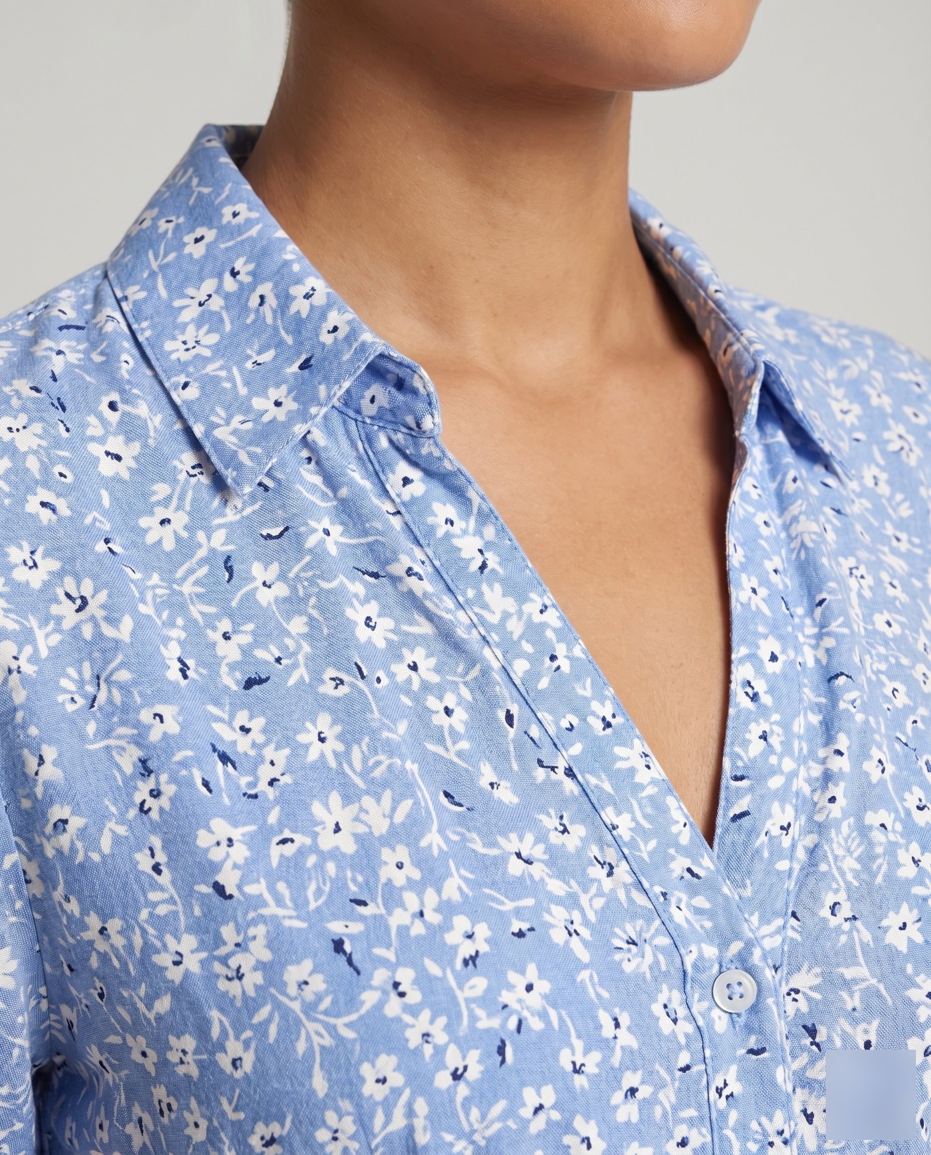 Damen Florale Zarter Blumenprint Mischgewebe Midikleid - Image 3