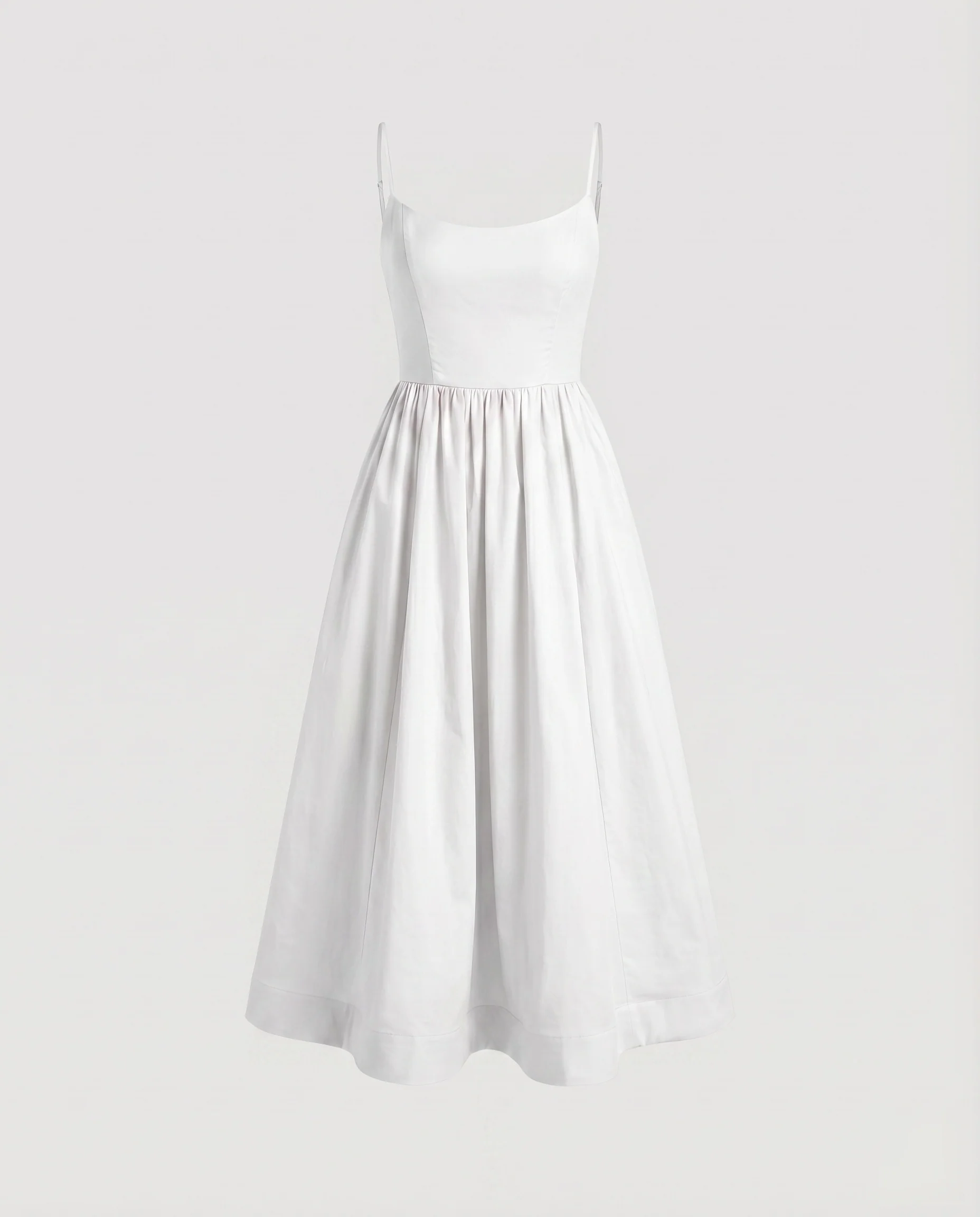 Damen Midikleid Schmale Träger Tellerrock Eingrifftaschen - Image 6