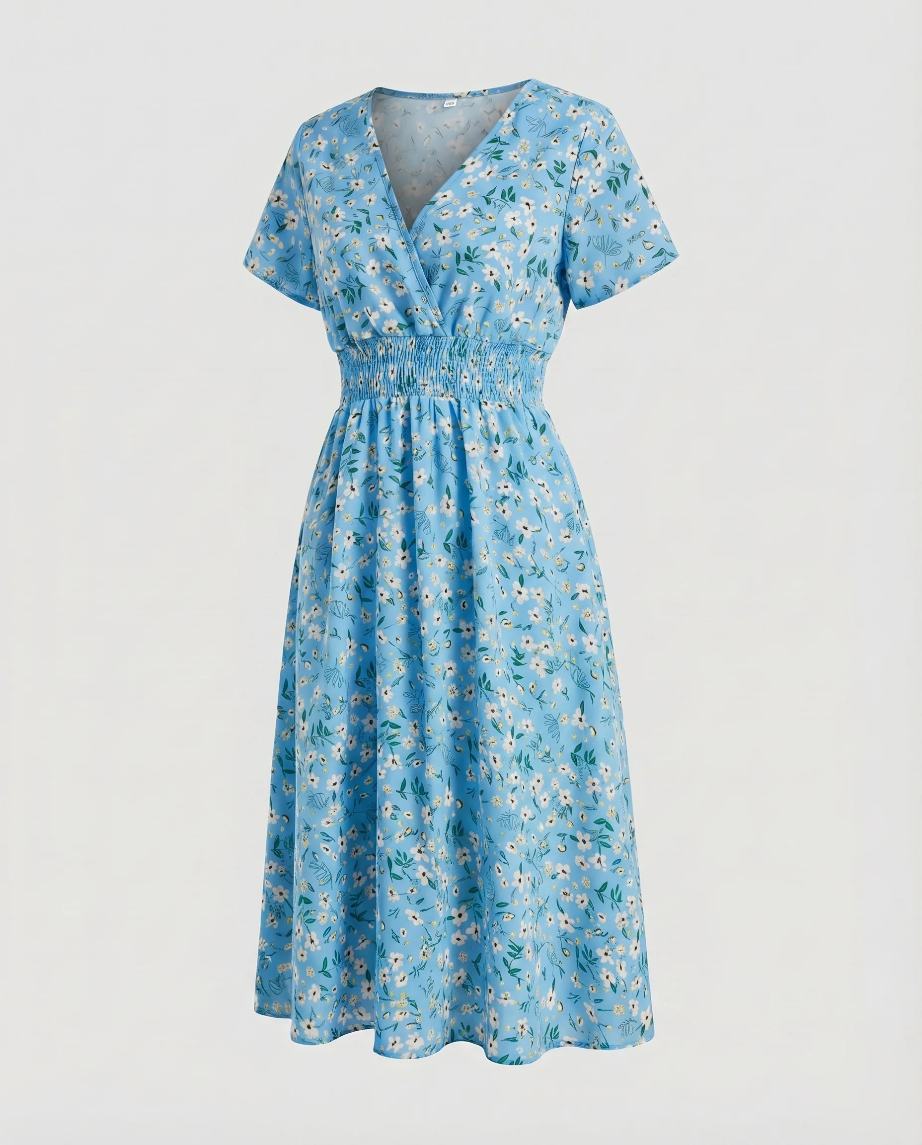 Damen Midikleid V-Ausschnitt Elastik-Taillenband Schwingende A-Linie - Image 12