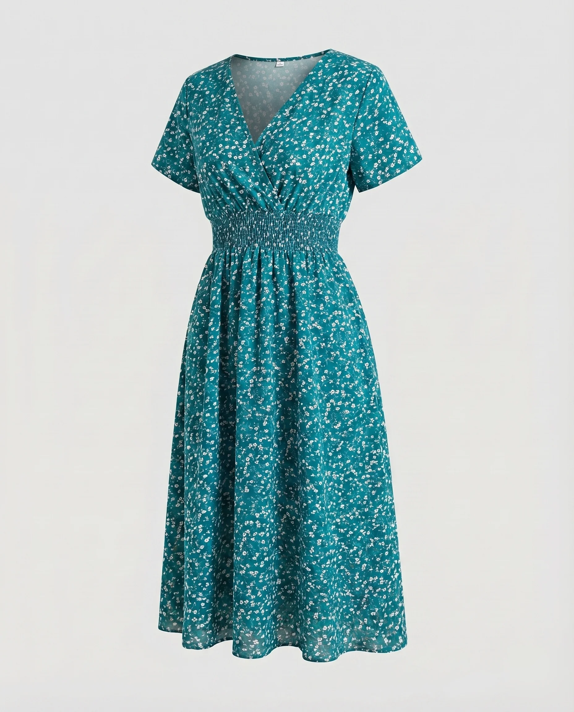 Damen Midikleid V-Ausschnitt Elastik-Taillenband Schwingende A-Linie - Image 13
