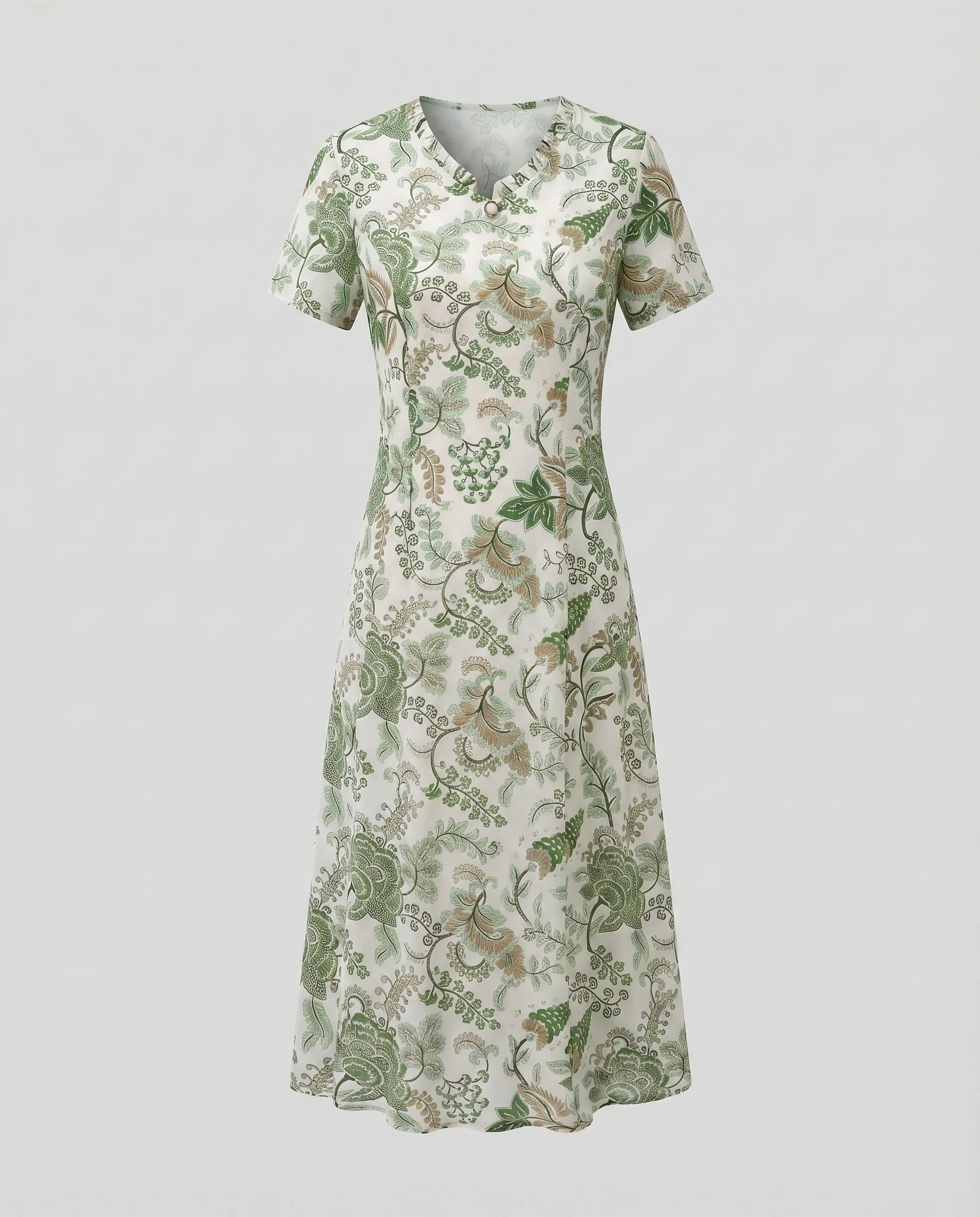 Damen Midikleid Ornamentdruck V-Ausschnitt A-Linie - Image 6