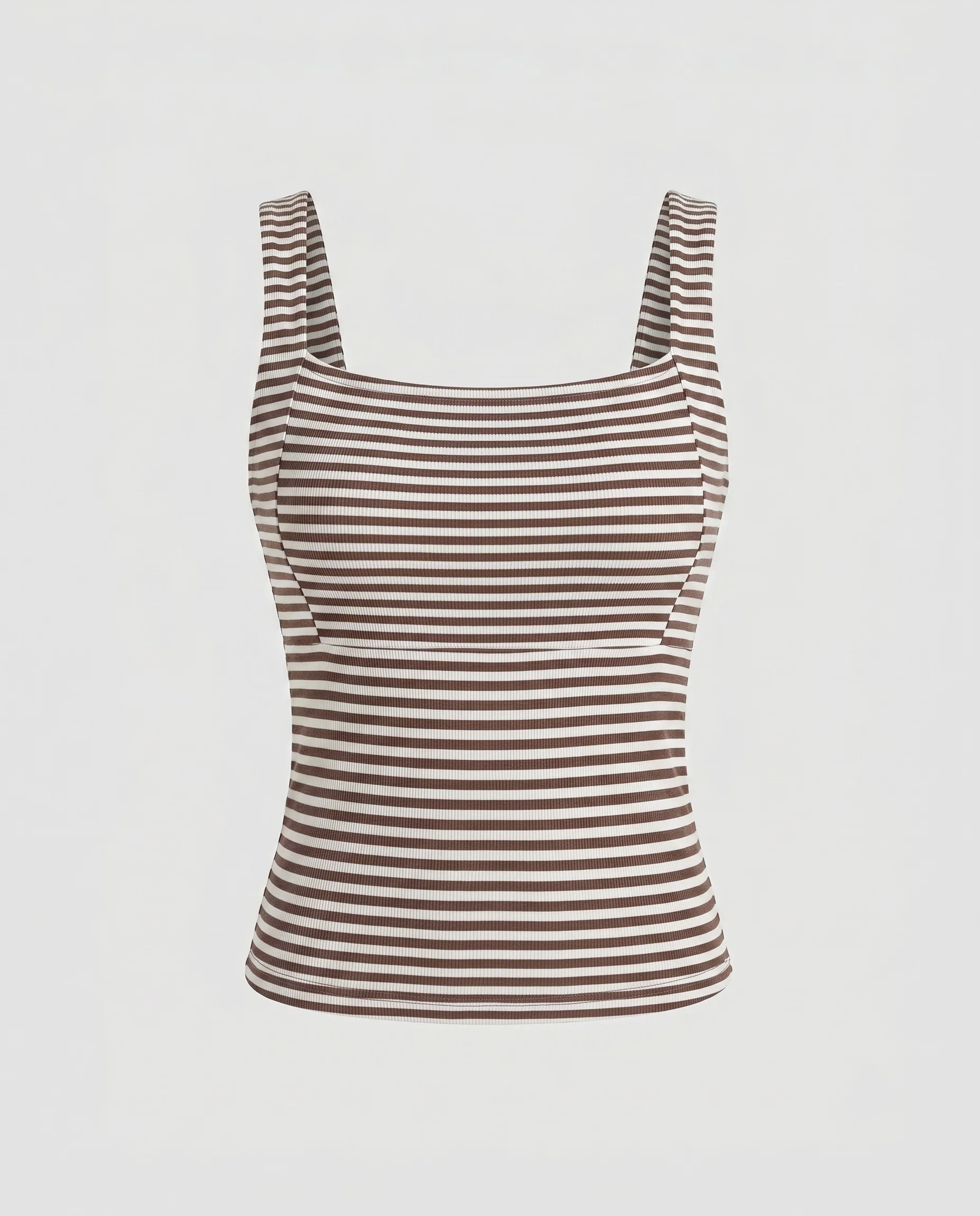 Damen nan minimalistisches Ringel-Rippcami mit eckigem Ausschnitt und breiten Trägern - Image 5