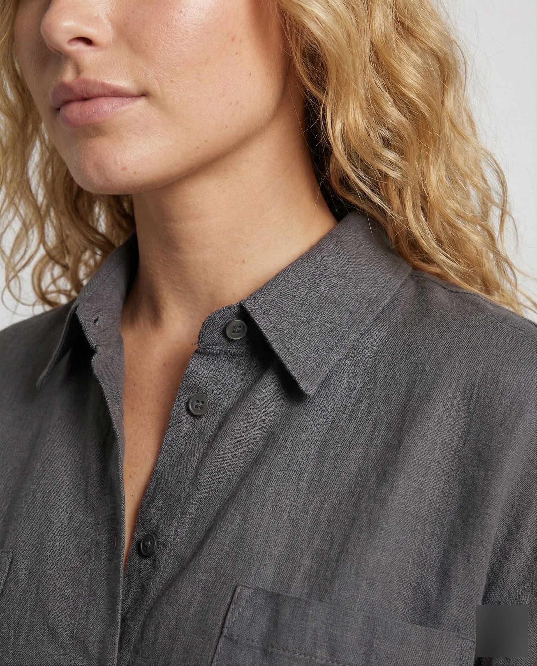 Damen Oversize-Longbluse Asymmetrischer Saum - Image 3