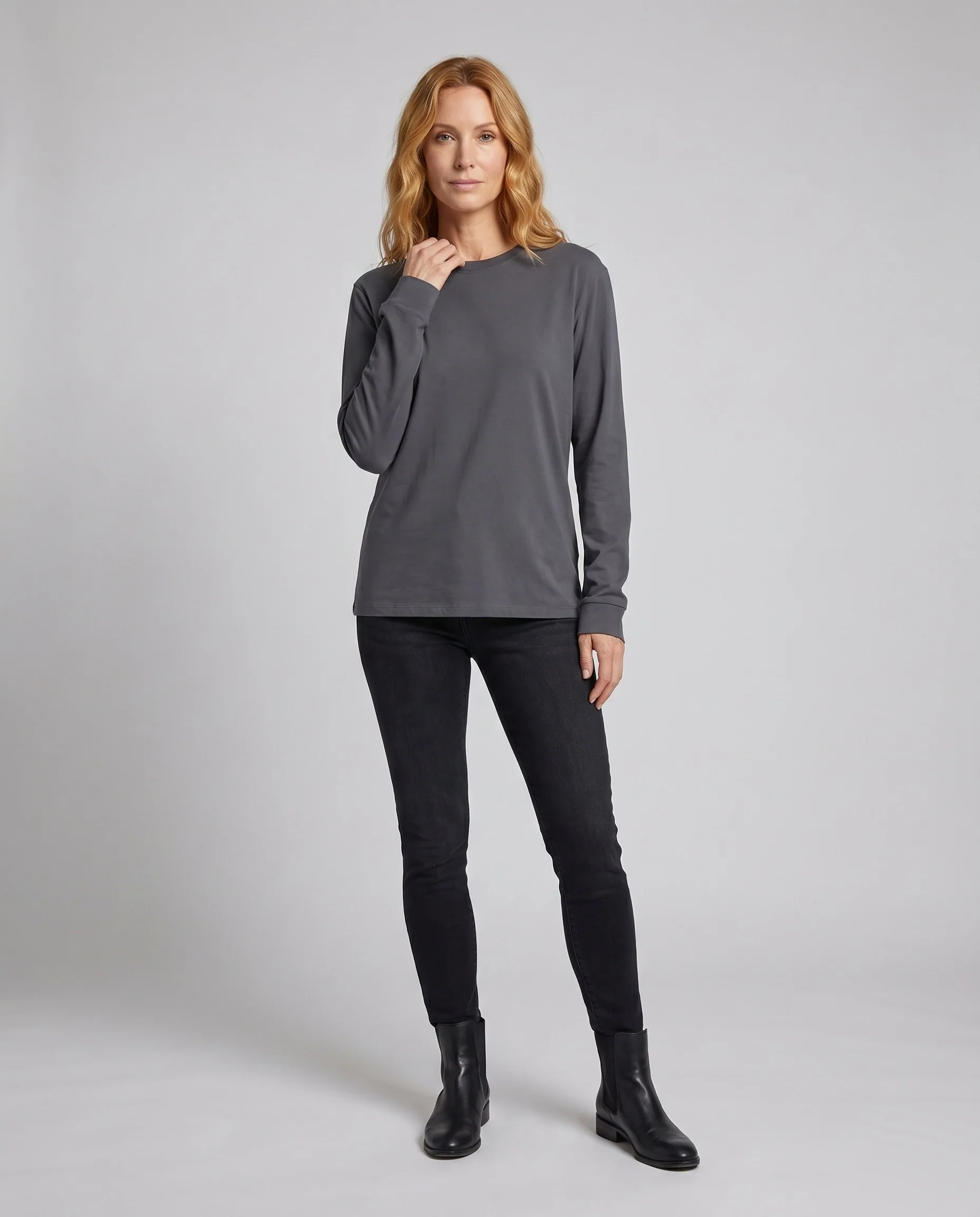 Damen nan oversized Sweatshirt mit angenähter Hemdschal-Optik und Kordelzugsaum