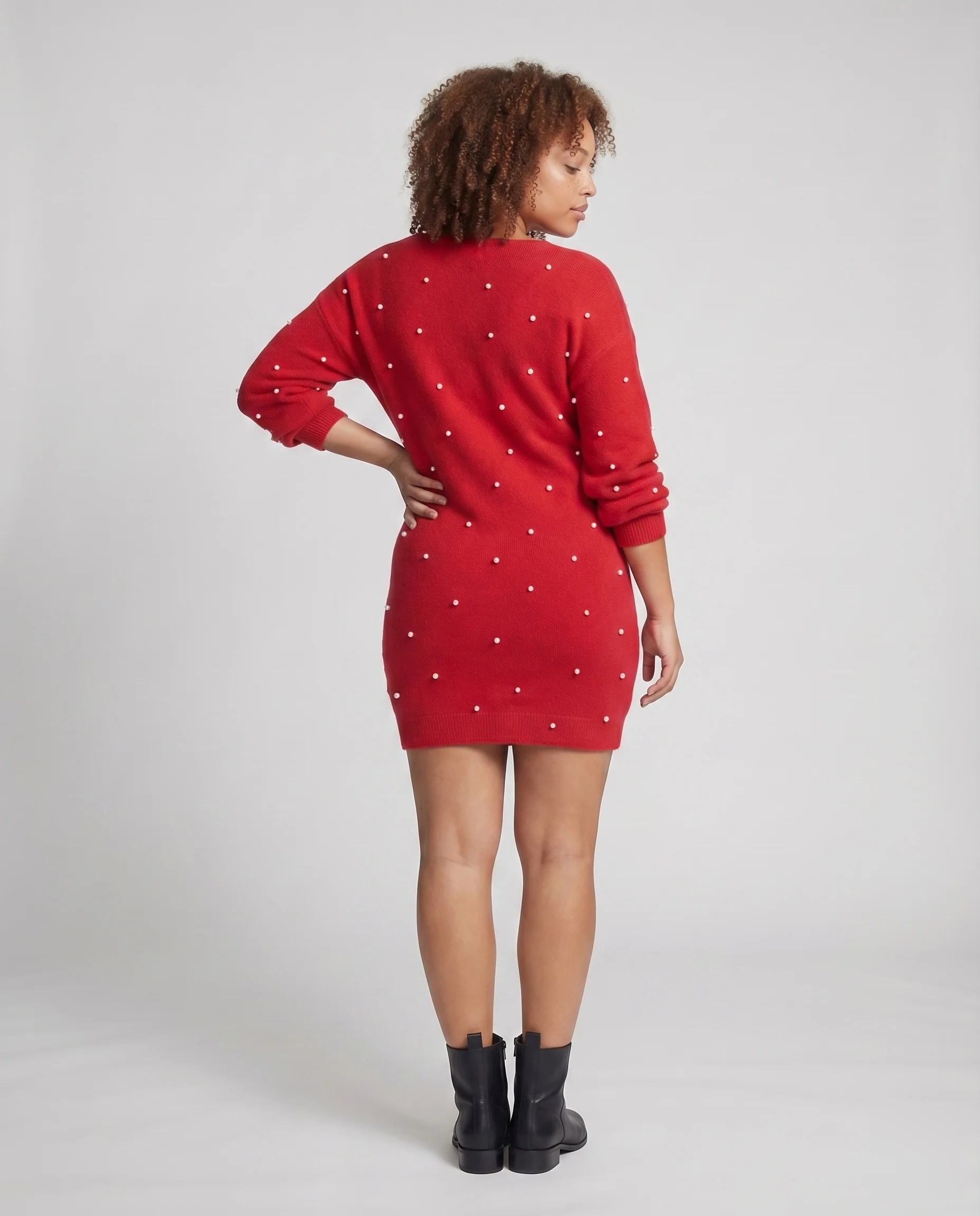 Damen Moderne Lässige Tunika-Silhouette Strick Strickkleid - Image 4