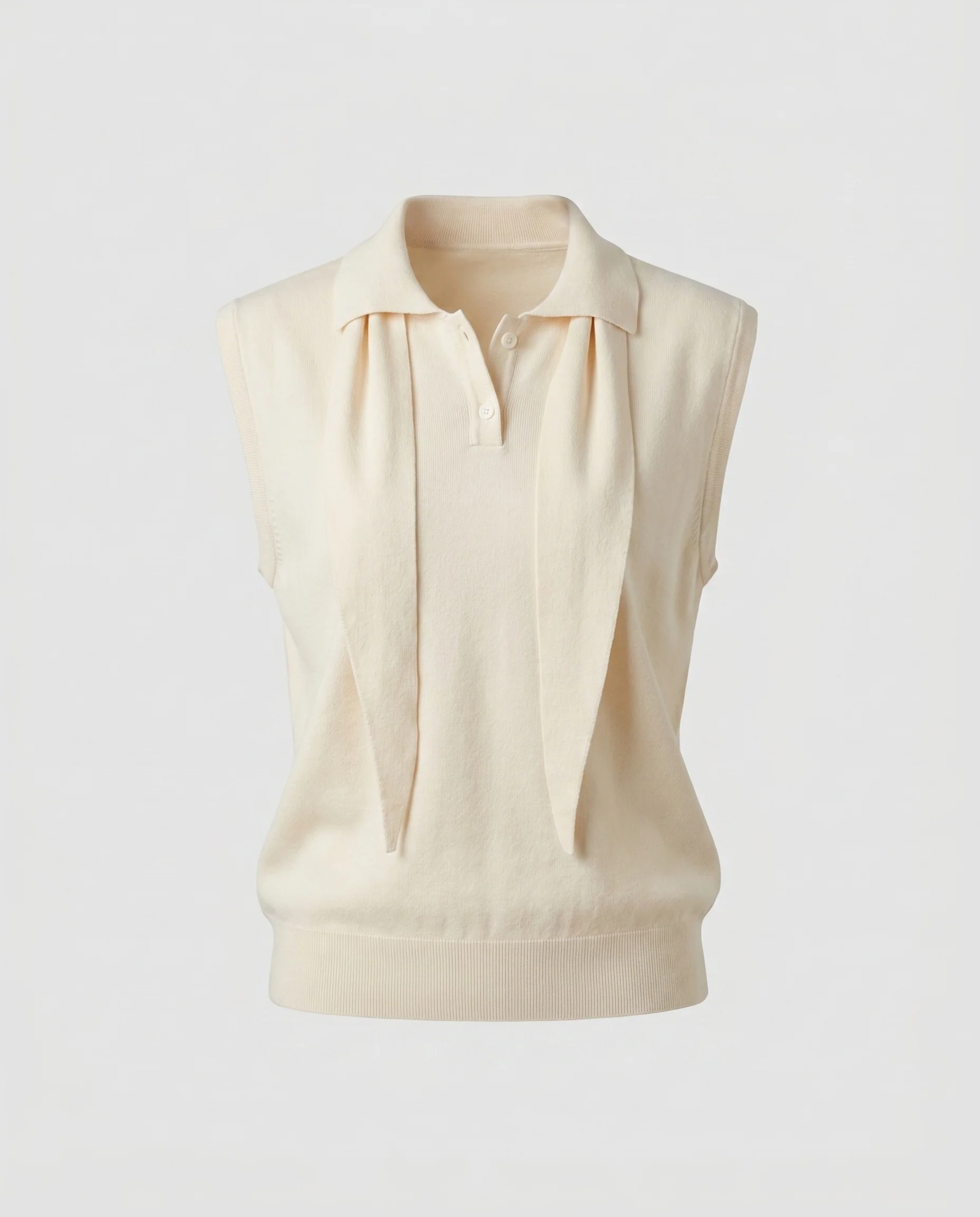 Damen nan Polo-Top mit integriertem Schaltuch, Feinstrick-Weste und eingesetzten Streifenärmeln - Image 5