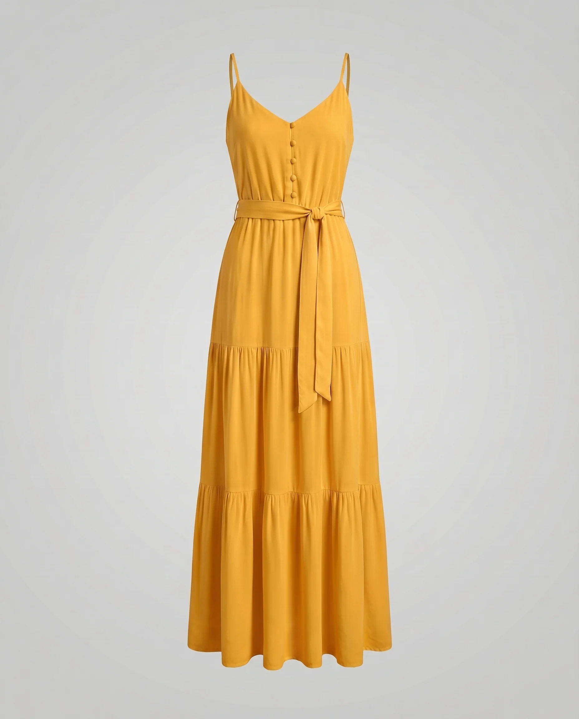 Damen Moderne Taillierender Bindegürtel Mischgewebe Lagen-Maxikleid - Image 9