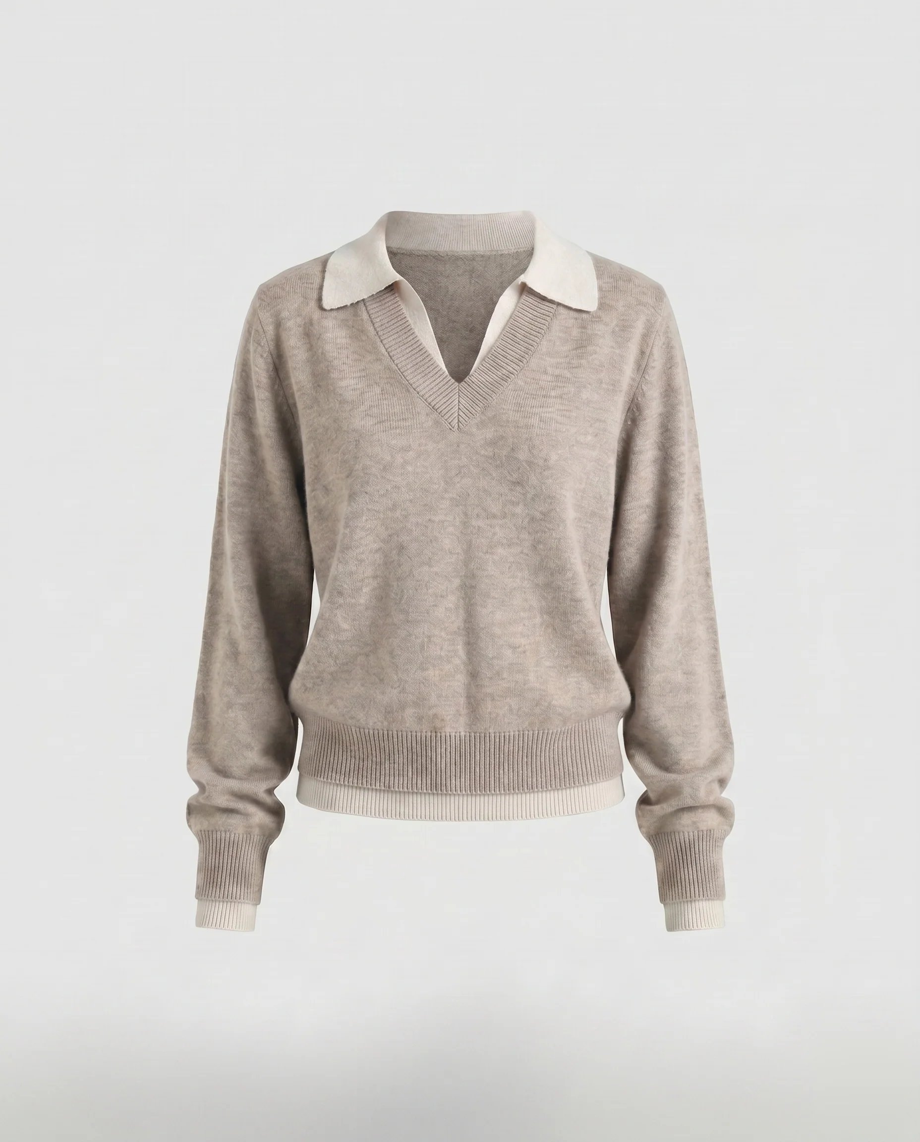 Damen nan Raglanpullover mit weitem Schnitt, eingearbeitetem Hemdkragen-Effekt und Rippbündchen - Image 7