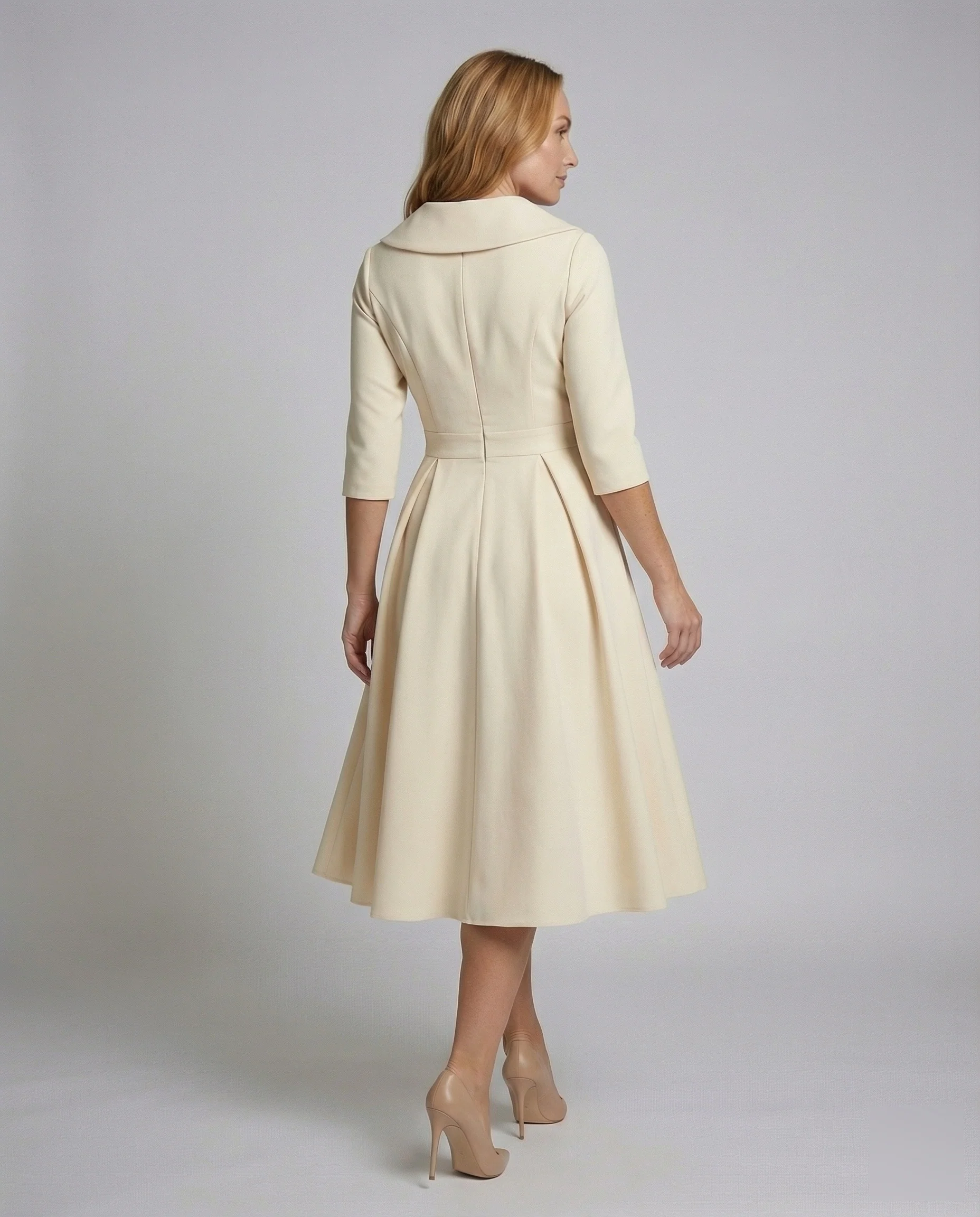 Damen Retro-Midikleid mit Schalkragen - Image 4