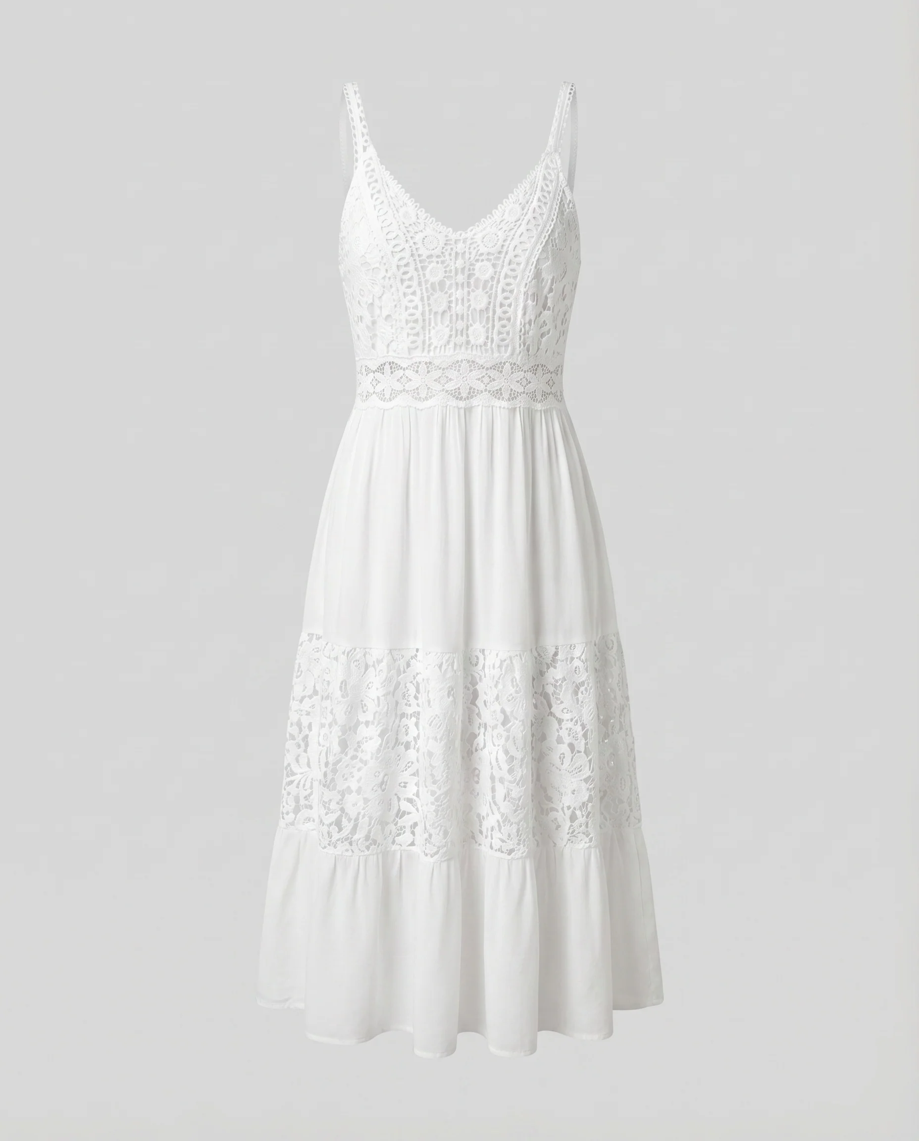 Damen Romantische Edle Häkelspitze Mischgewebe Maxikleid - Image 5