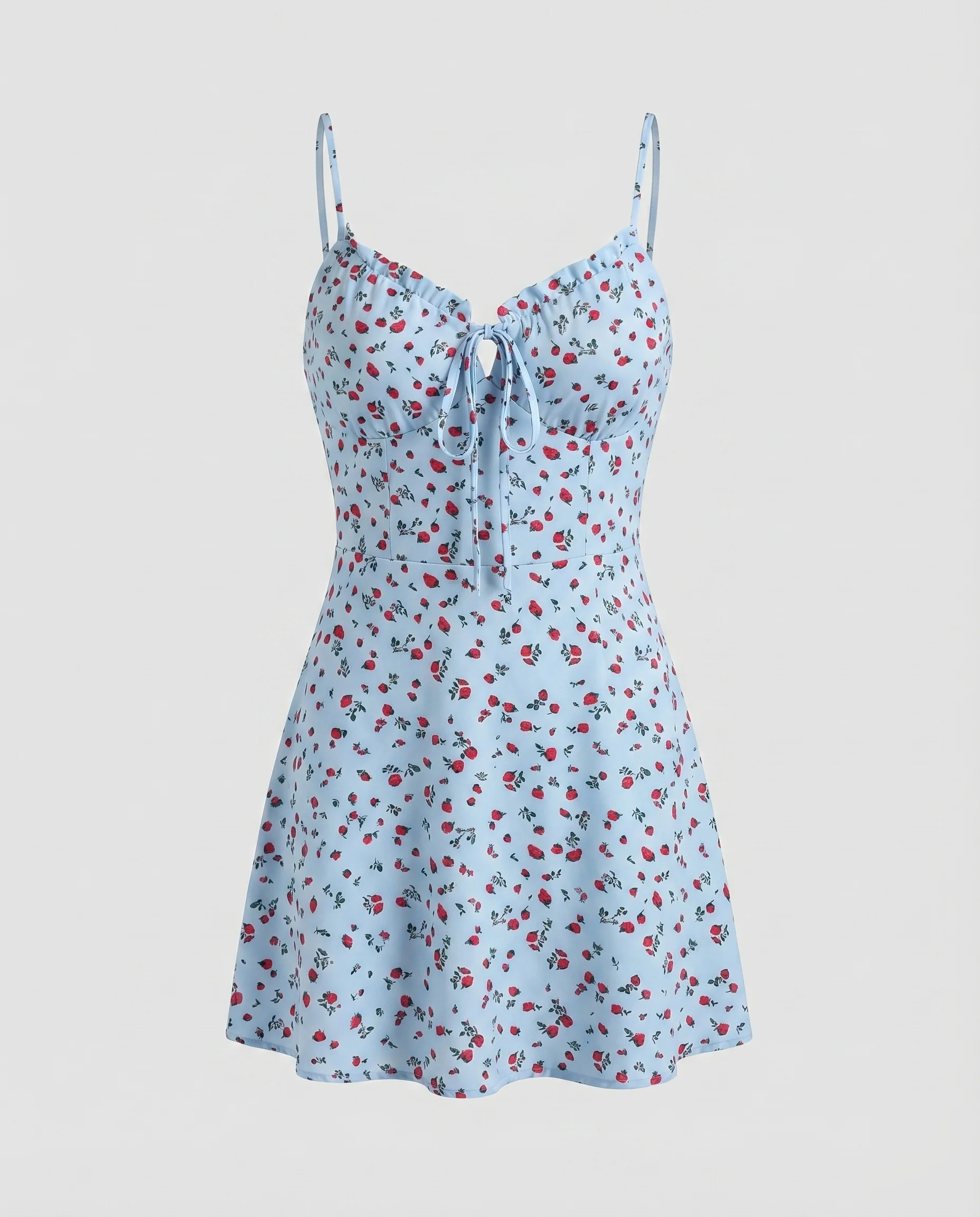 Damen Romantische Tunnelzug-Dekolleté Mischgewebe Bustier-Minikleid - Image 5