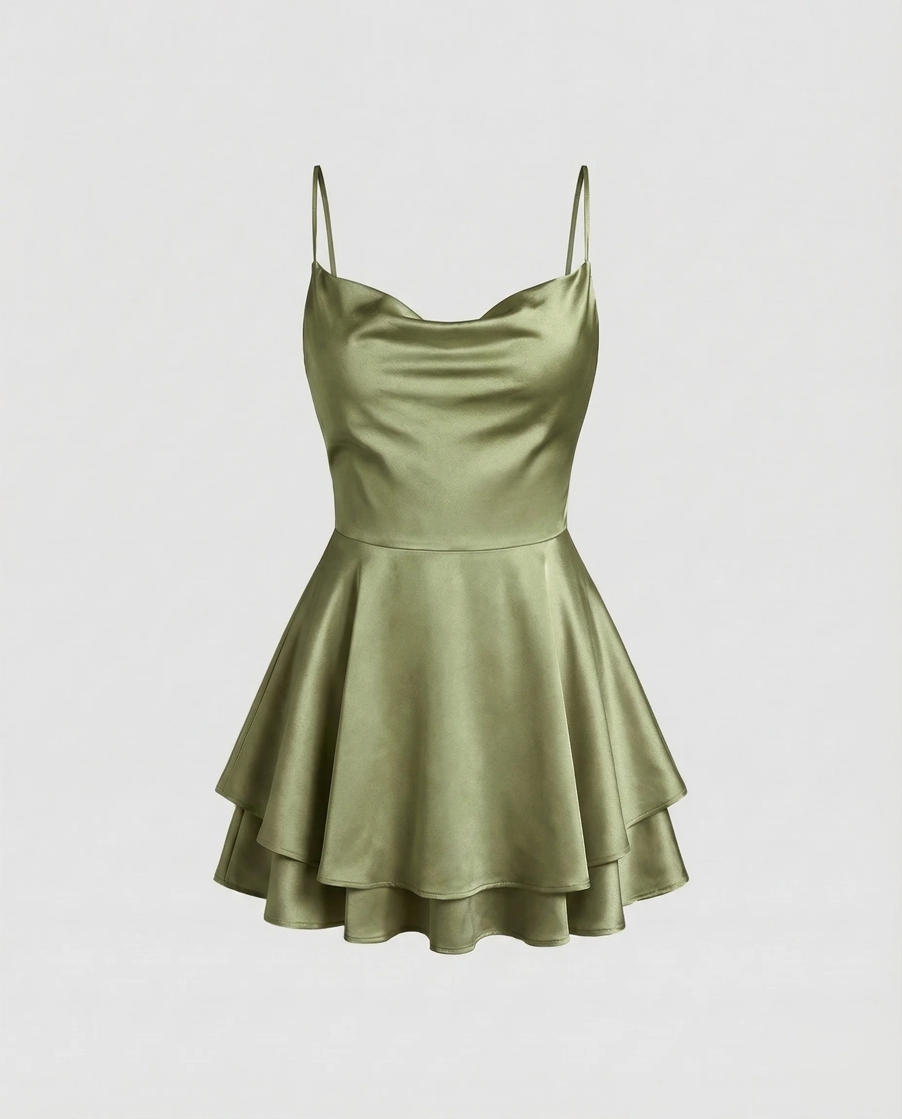Damen Satin-Cocktail-Minikleid Drapierte Taille - Image 4
