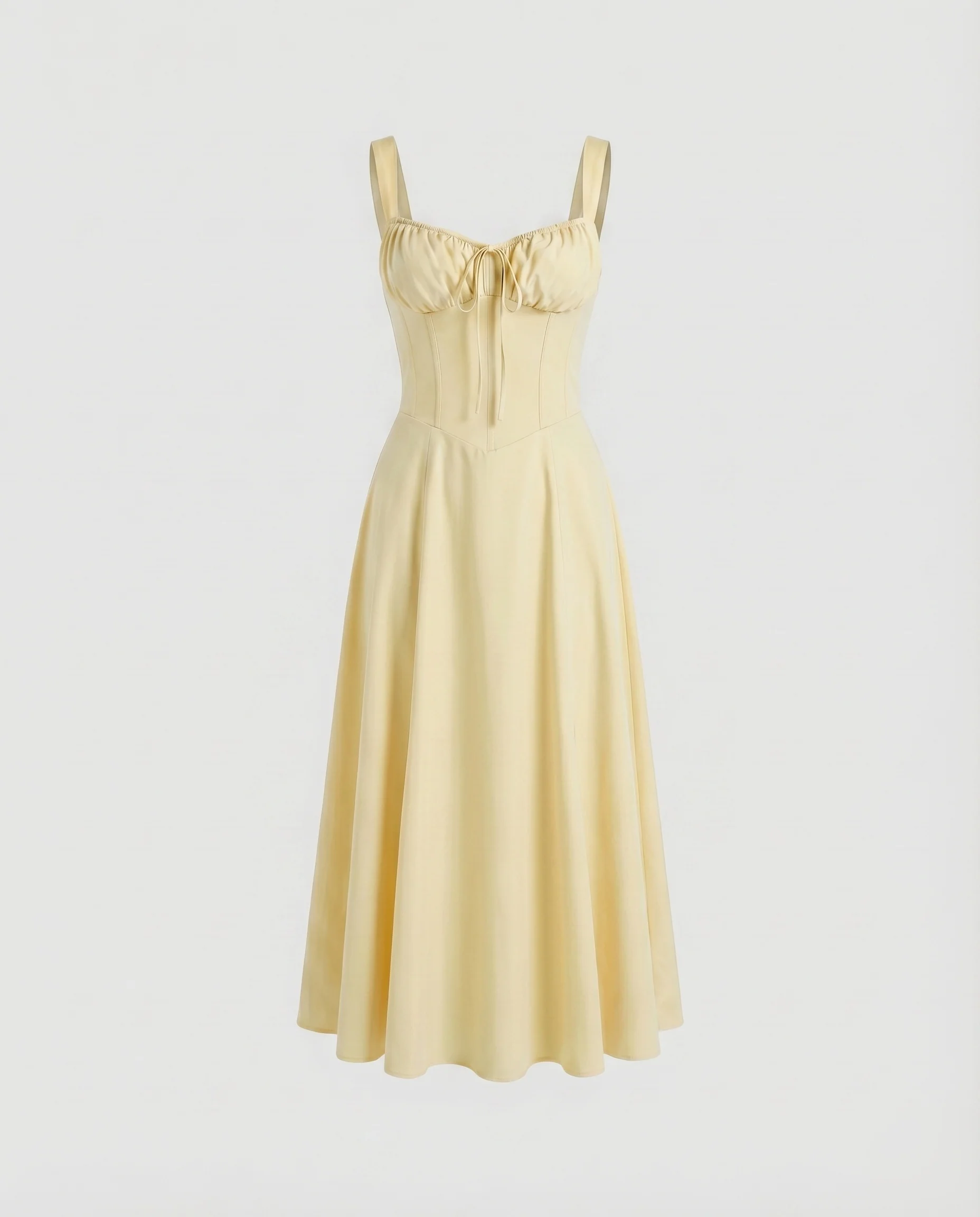 Damen Bustier-Midikleid Eingearbeitete Stäbchen Tellerrock Satiniert - Image 10