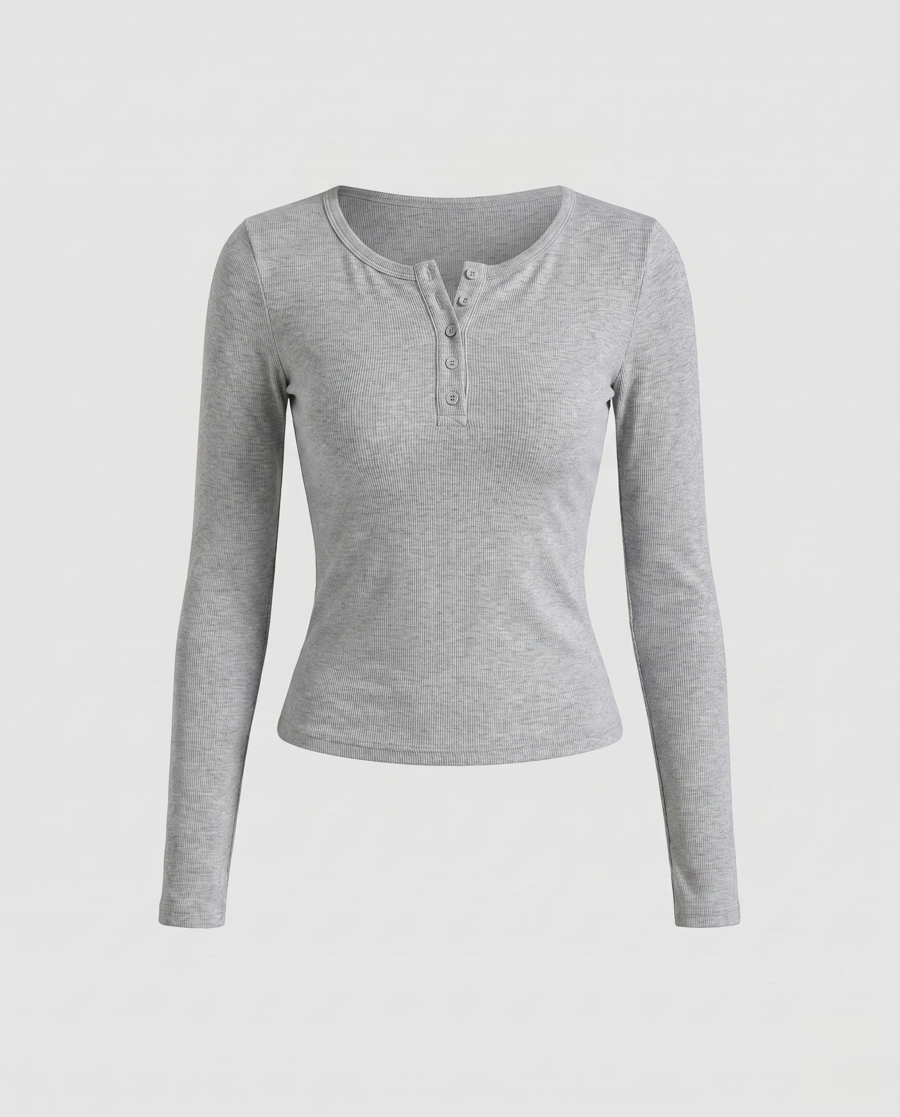 Damen nan schlankes elastisches Langarmshirt mit kurzer Knopfleiste, Rundhalsausschnitt und formenden Teilungsnähten - Image 6