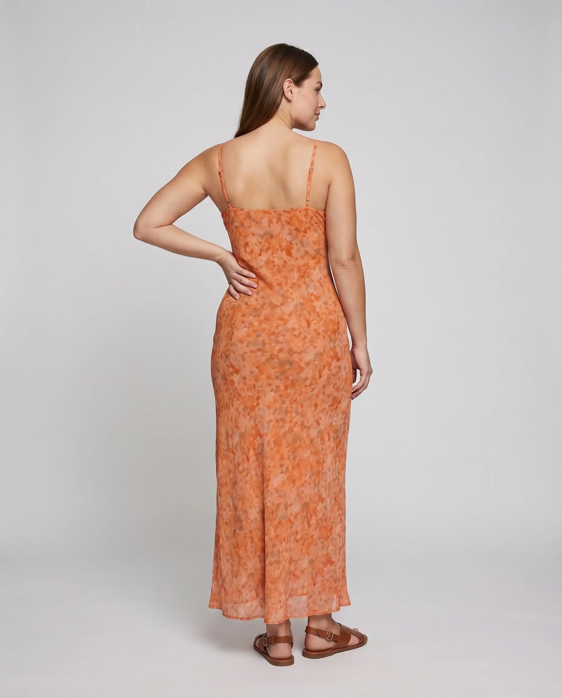 Damen Maxikleid Miedernaht Zierkordel Schlank - Image 4