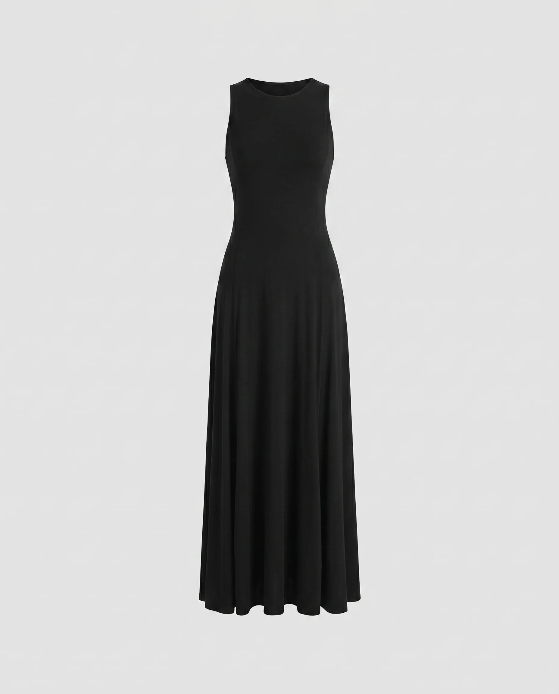 Damen nan schlankes Maxikleid mit Trägern, körpernahem Oberteil und fließendem Glockenrock - Image 5